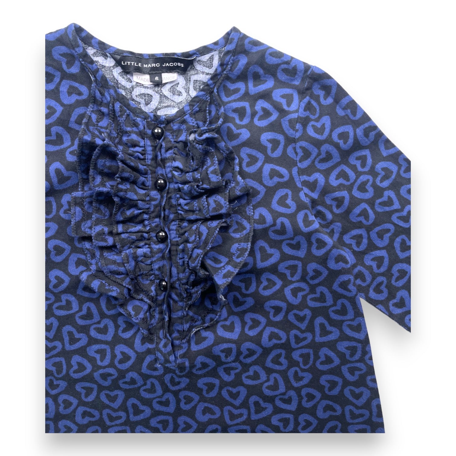 MARC JACOBS - Robe bleue et noire motifs coeurs - 6 ans