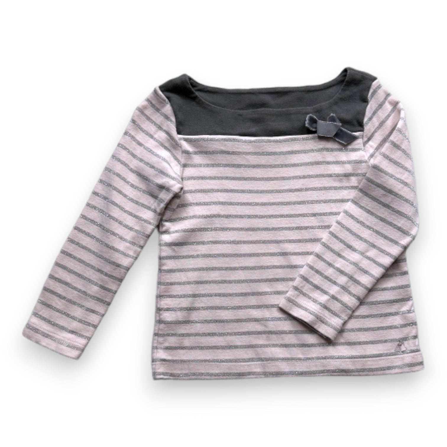 PETIT BATEAU - T-shirt à manches longues rose à rayures - 4 ans