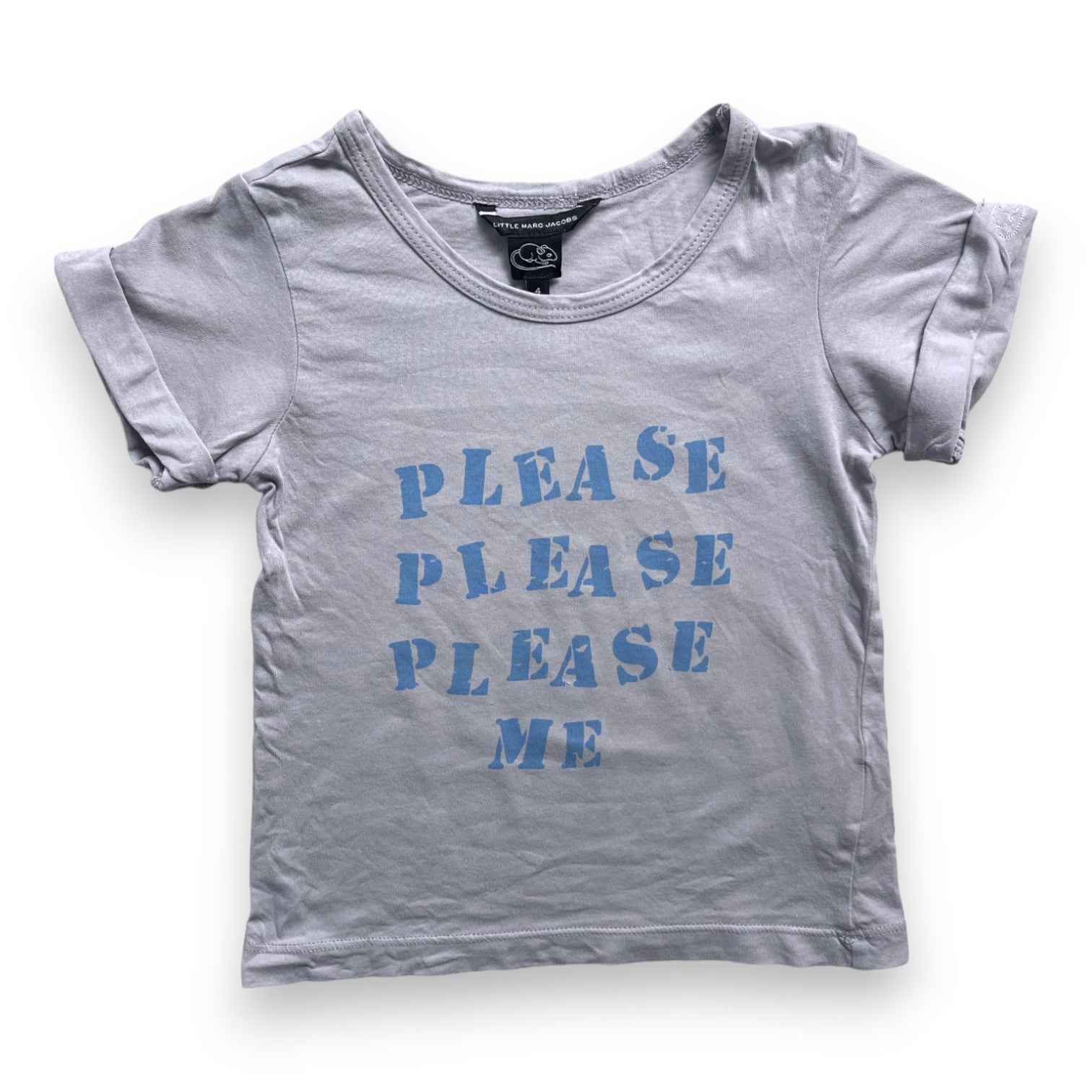 MARC JACOBS - T shirt gris à inscriptions bleues - 4 ans