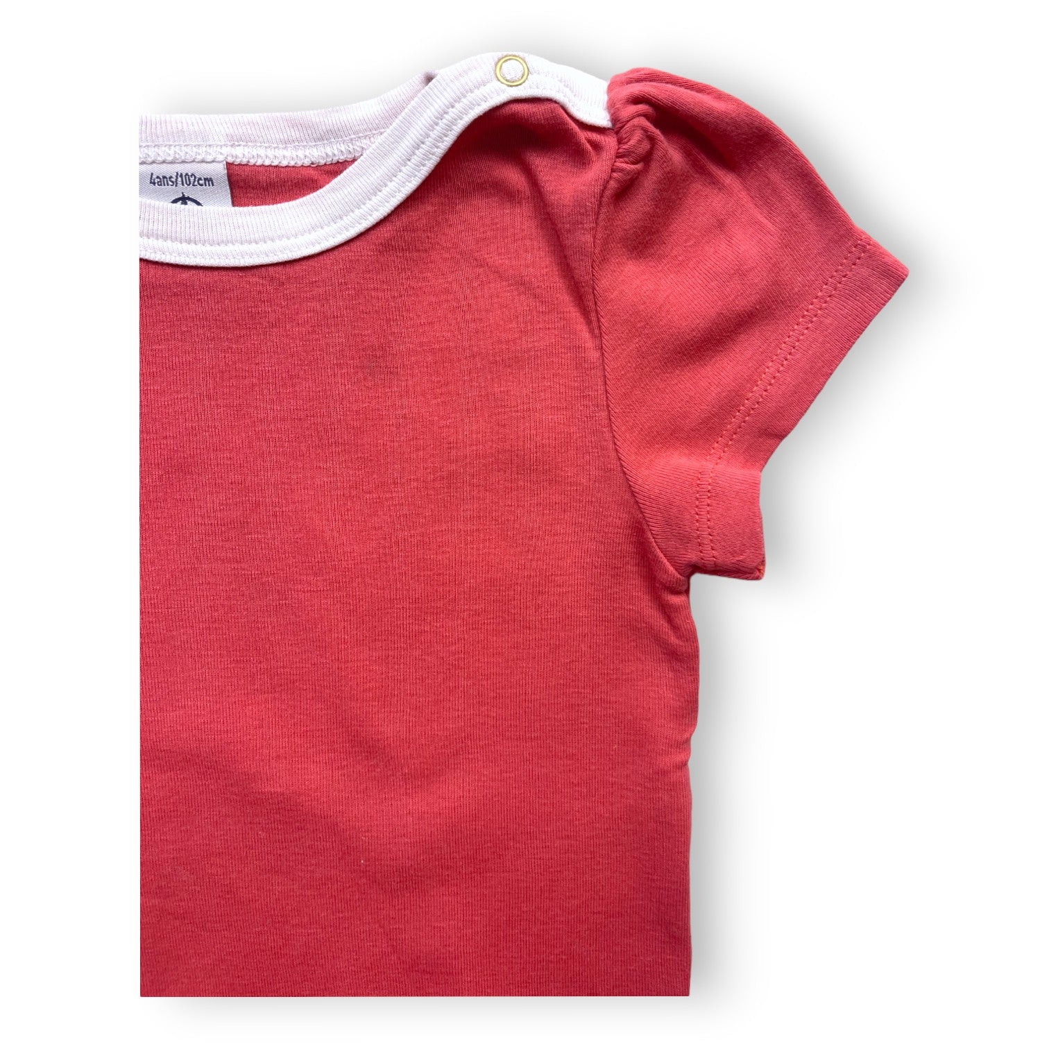PETIT BATEAU - T shirt rose liseré blanc - 4 ans