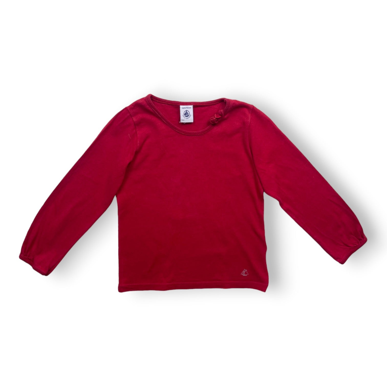 PETIT BATEAU - T shirt manches longues rouge - 4 ans