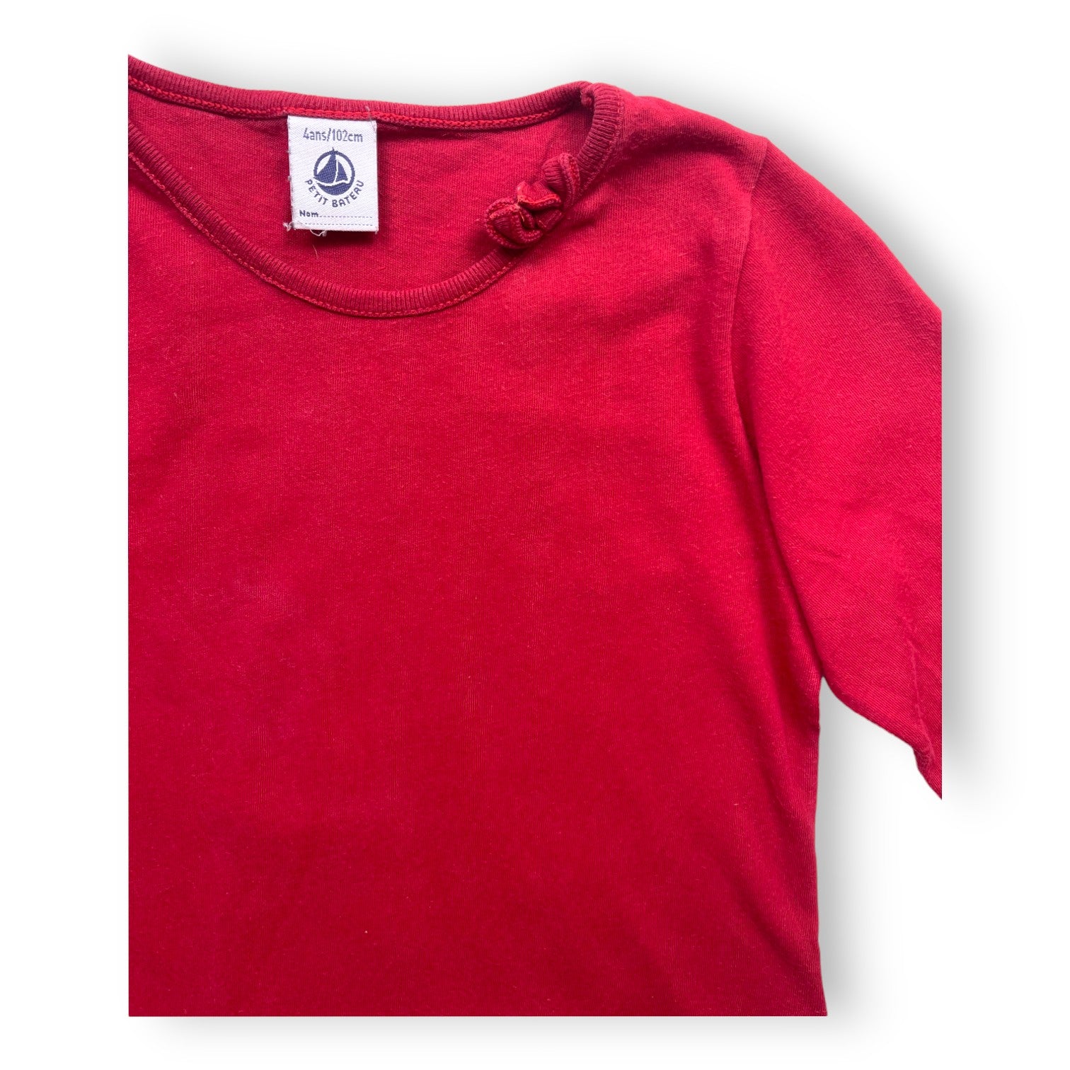 PETIT BATEAU - T shirt manches longues rouge - 4 ans
