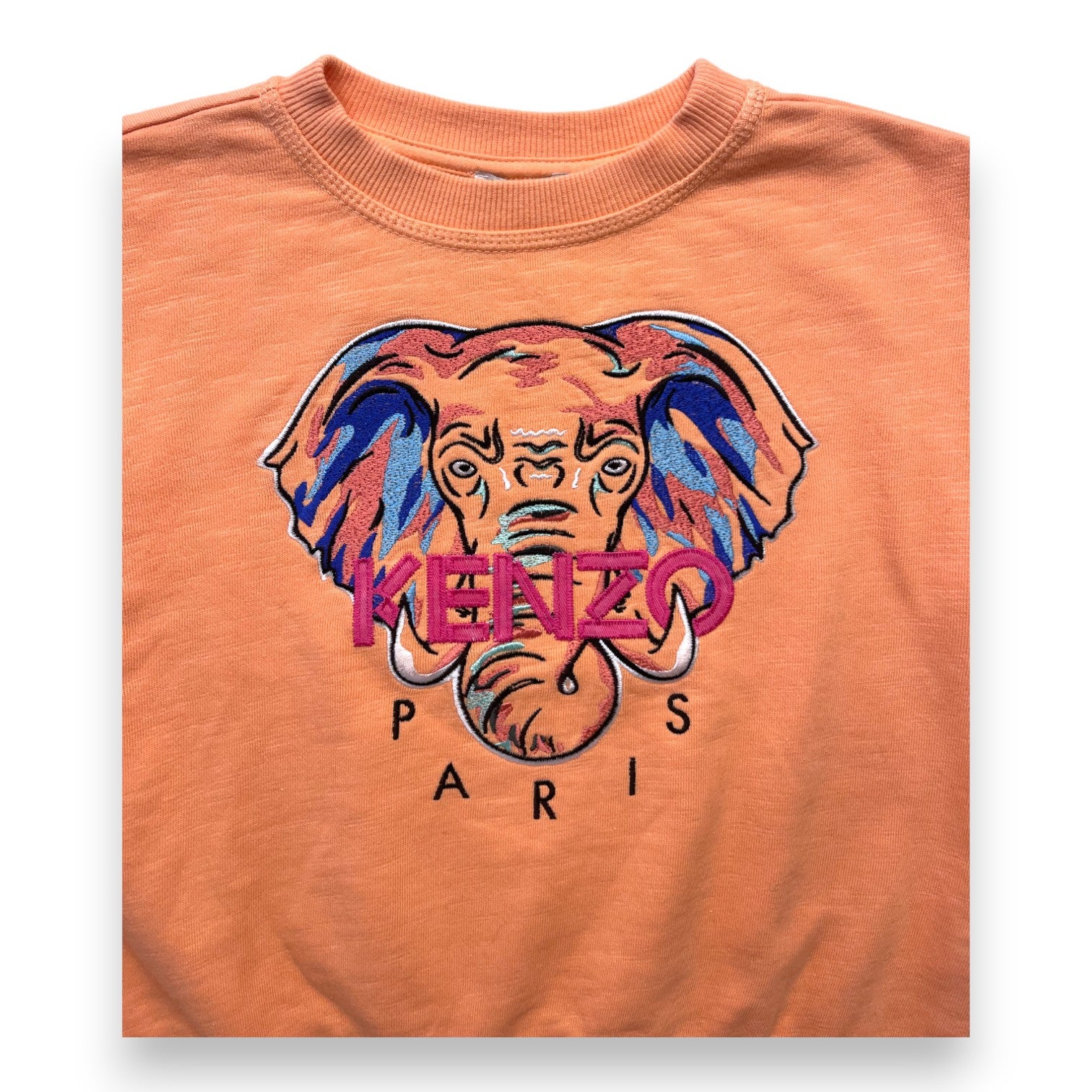 KENZO - Sweat orange broderies tête d'éléphant multicolore - 6 ans
