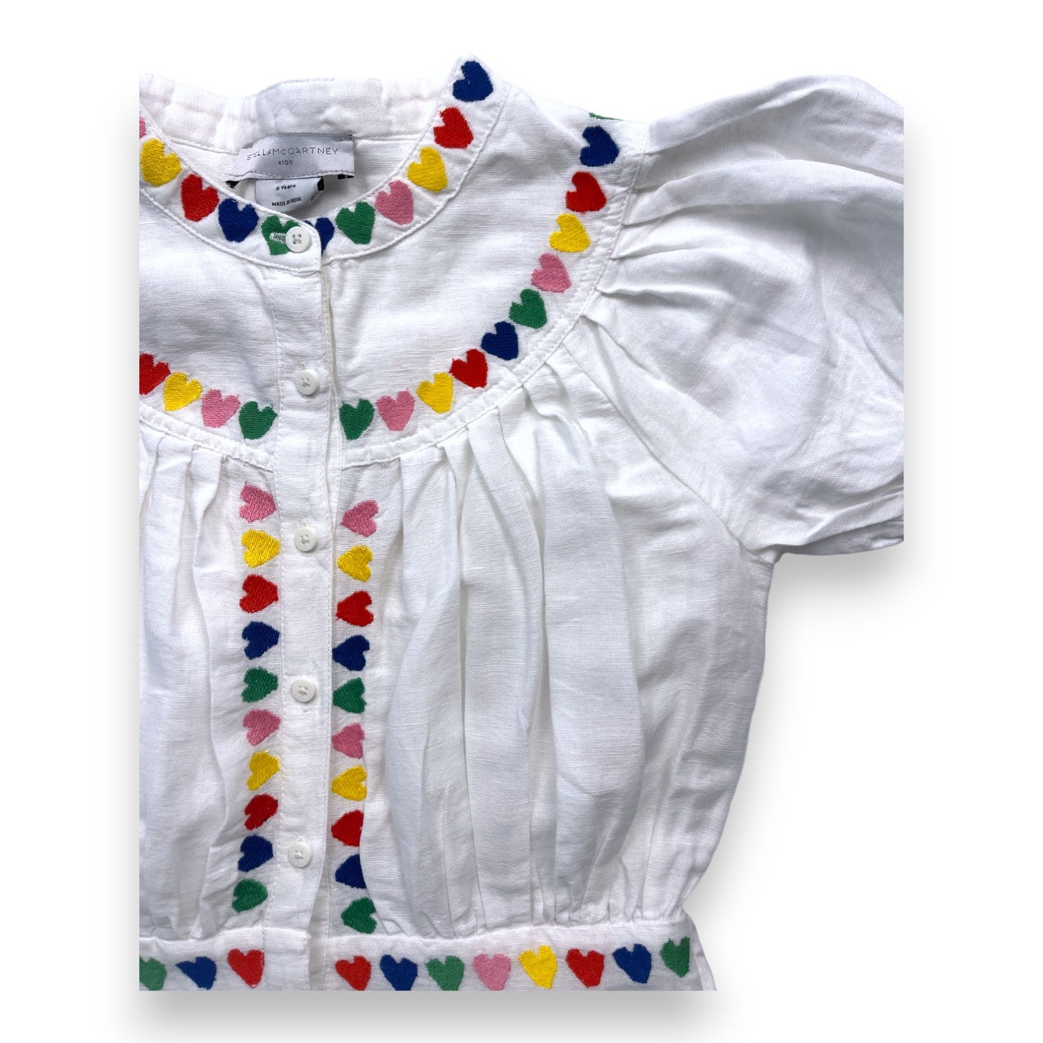 STELLA MCCARTNEY - Robe blanche en lin à broderies coeurs - 6 ans