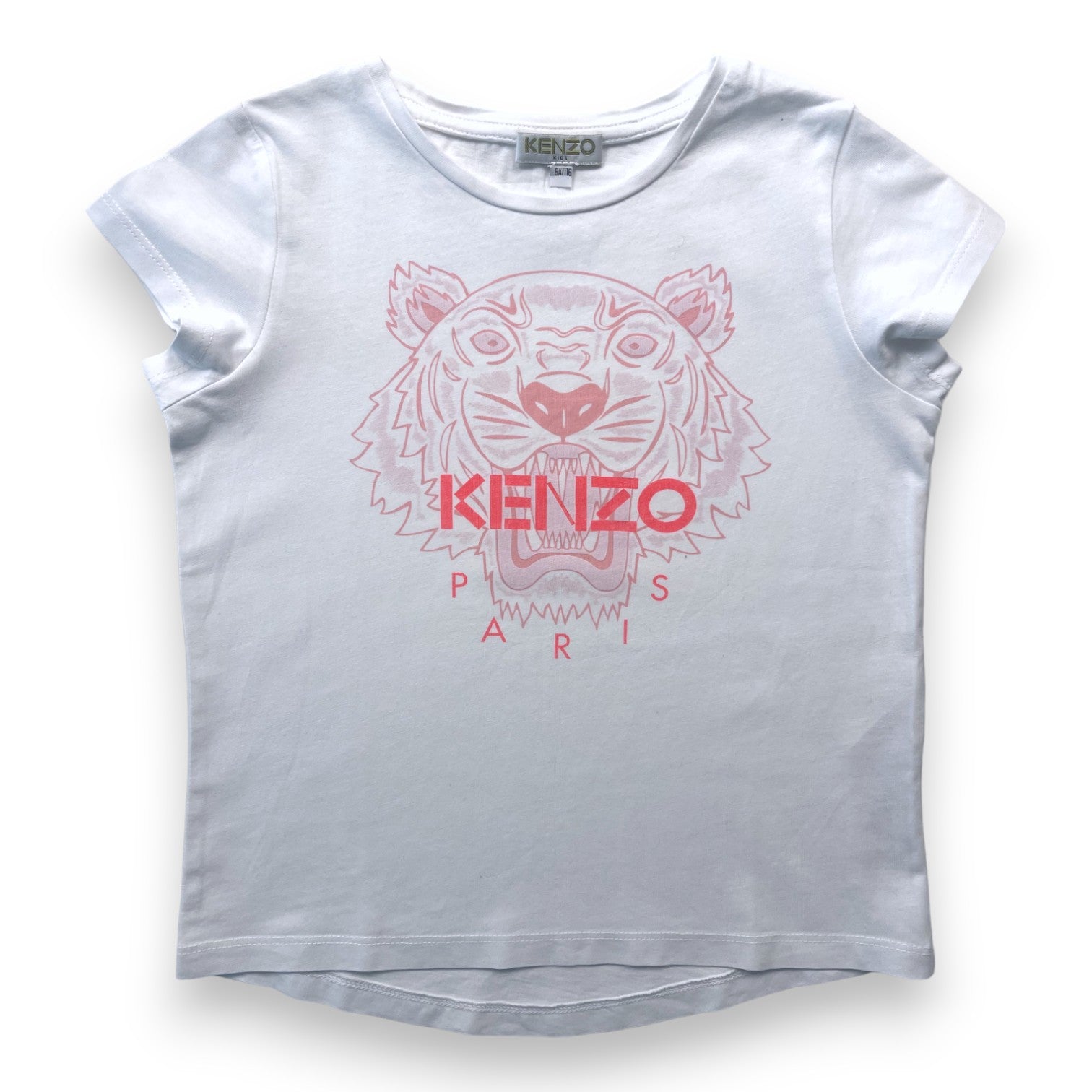 KENZO - T shirt blanc tête de lion rose - 6 ans