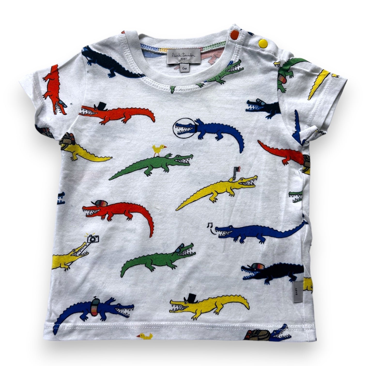PAUL SMITH - t-shirt blanc imprimé dinosaure - 6 mois