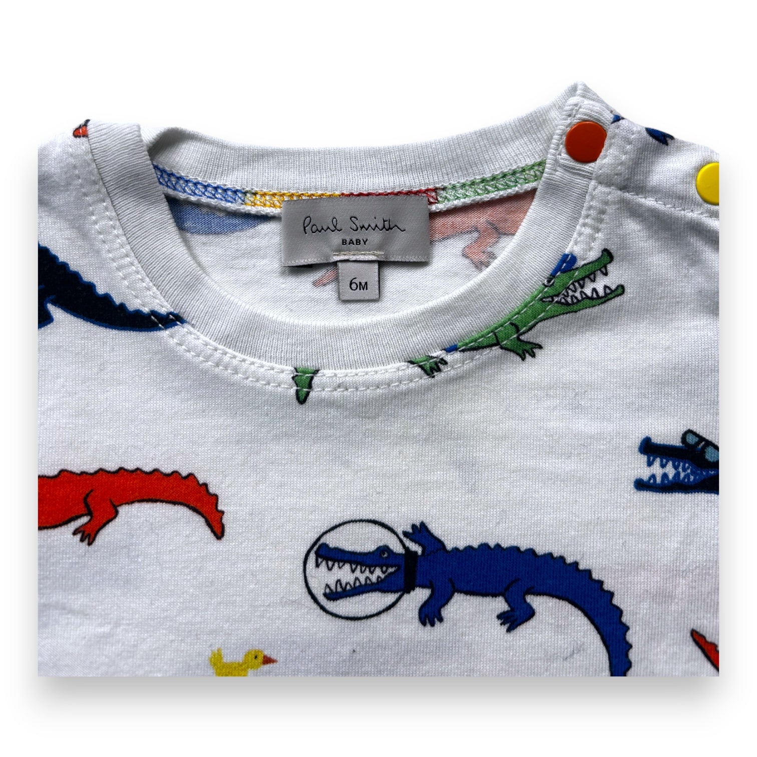 PAUL SMITH - t-shirt blanc imprimé dinosaure - 6 mois