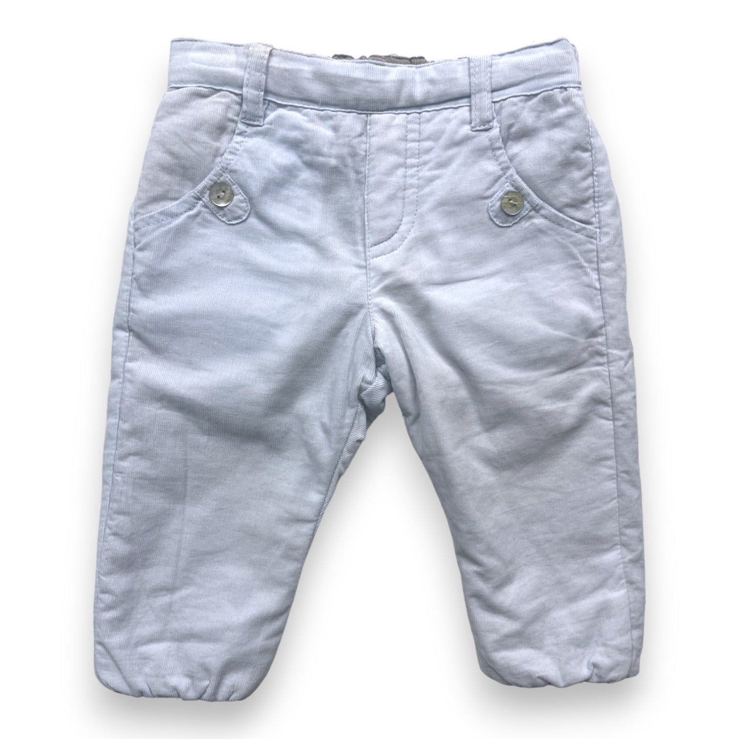 TARTINE & CHOCOLAT - Pantalon en velours côtelé réversible bleu ou gris - 6 mois