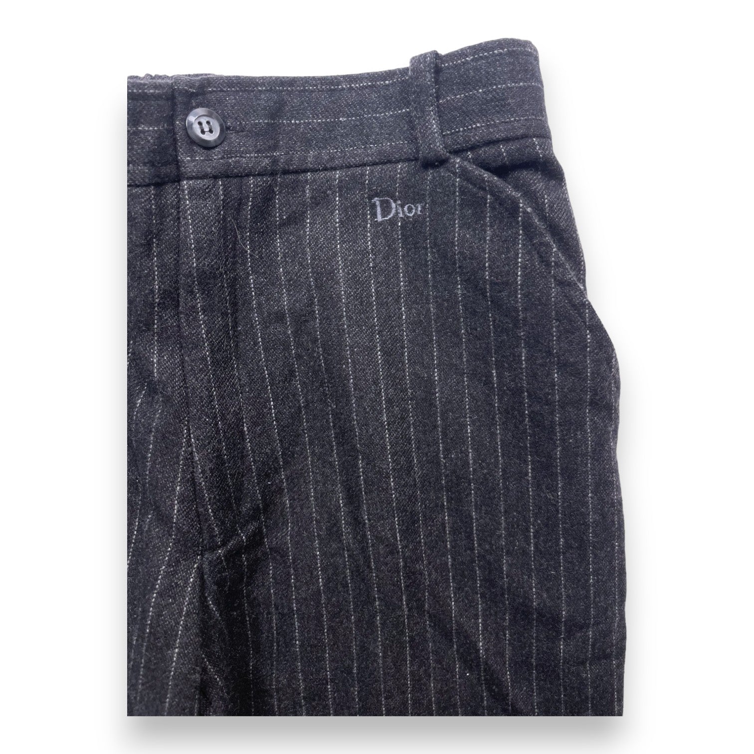 DIOR - Pantalon droit en laine noir à rayures - 10 ans