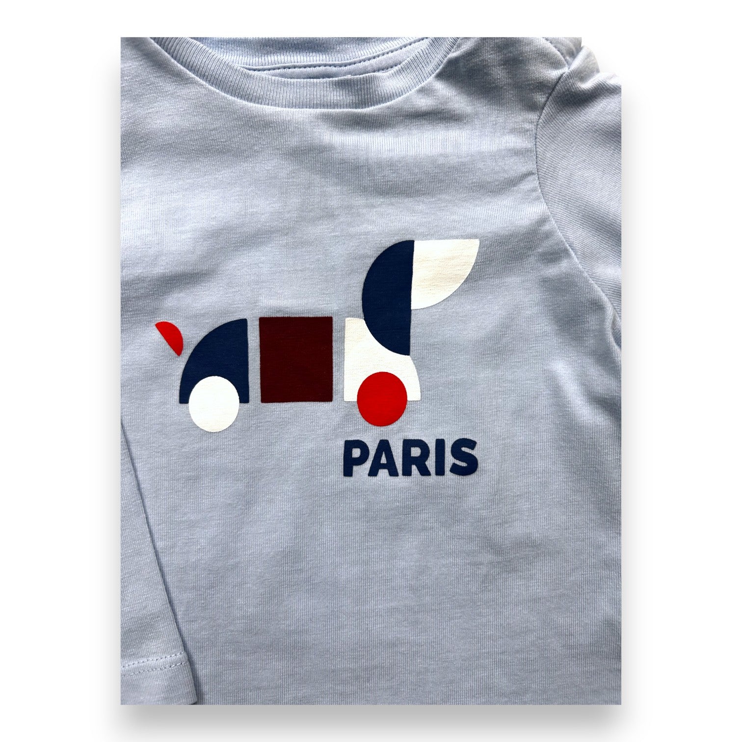 JACADI - Blaues Langarm-T-Shirt mit Hunde-Print - 12 Monate