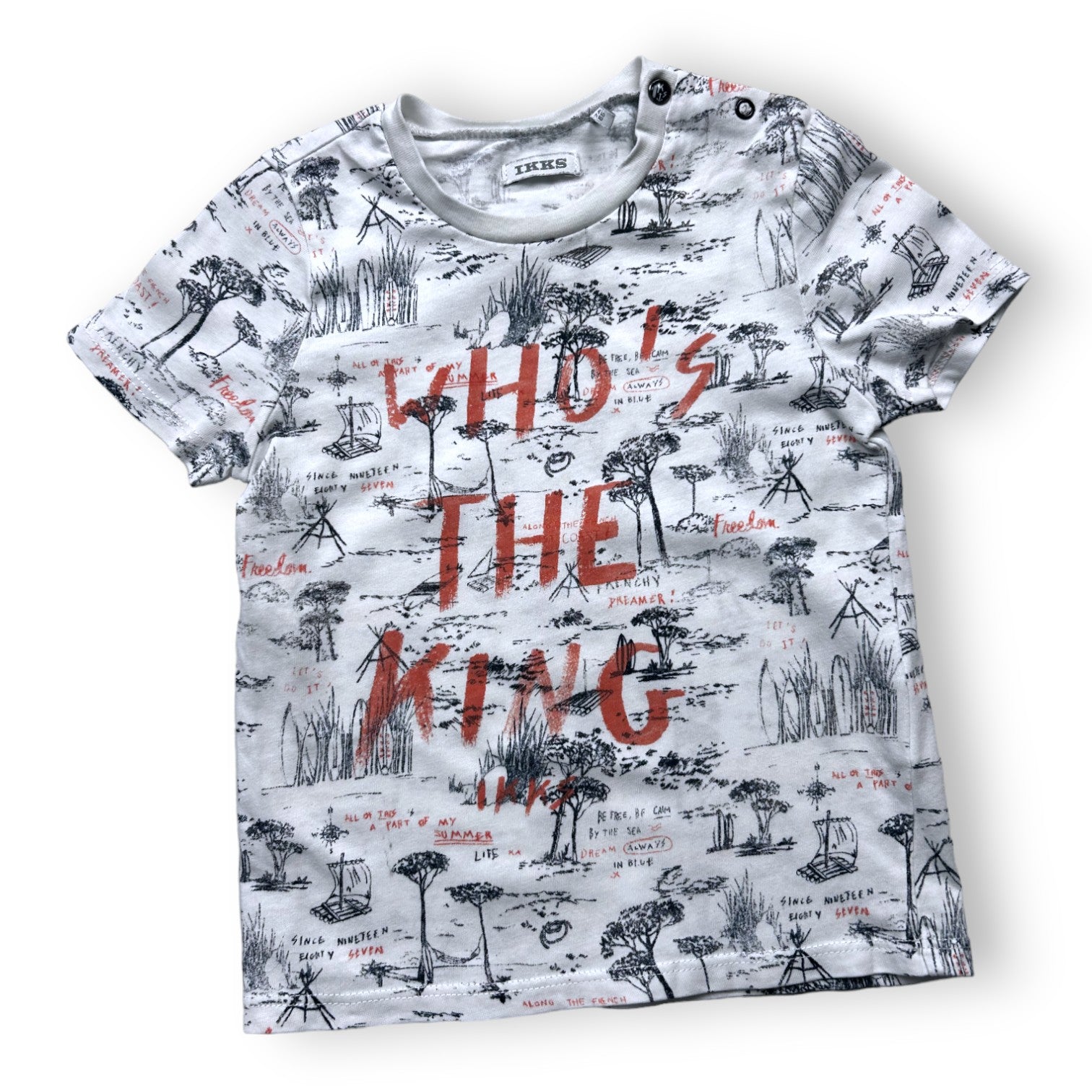 IKKS - t-shirt blanc imprimé "WHO'S THE KING" - 2 ans