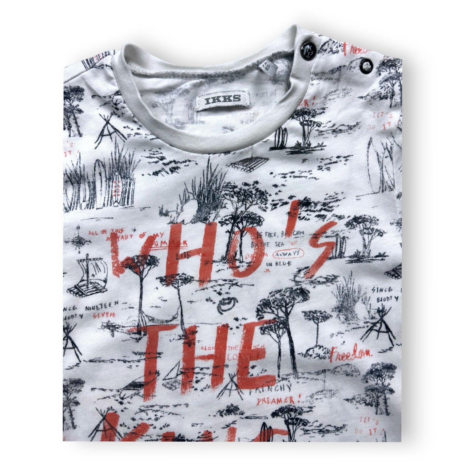 IKKS - weißes T-Shirt mit Aufdruck "WHO'S THE KING" - 2 Jahre