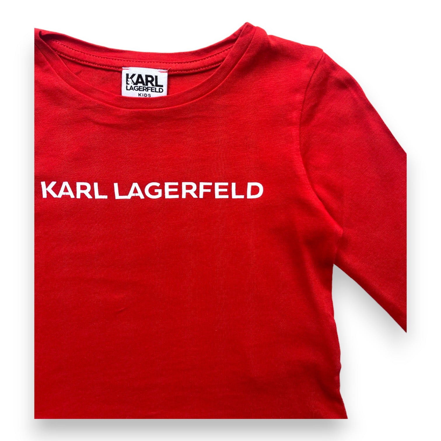KARL LAGERFELD - T shirt manches longues rouge "Karl Lagerfeld" - 2 ans