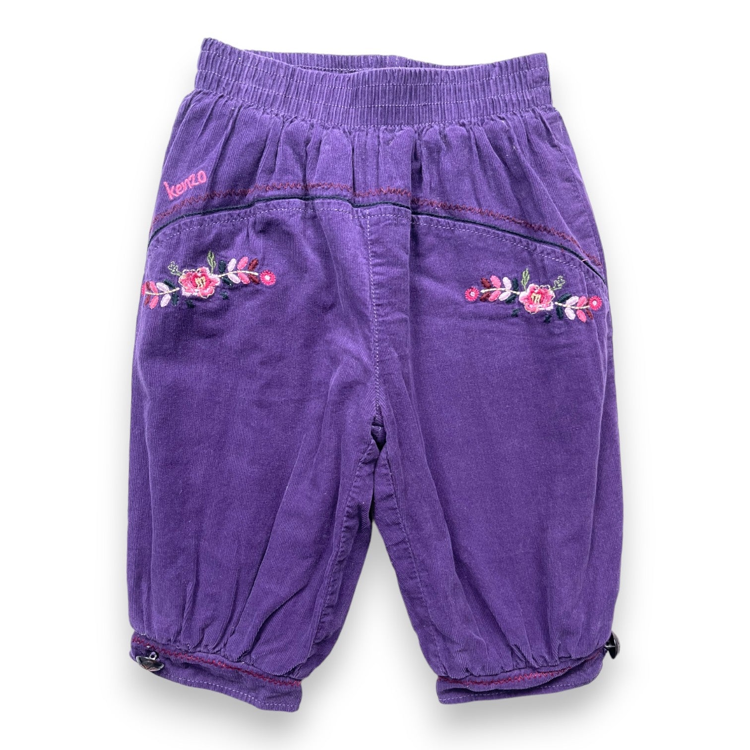 KENZO - Pantalon en velours violet à broderies - 18 mois
