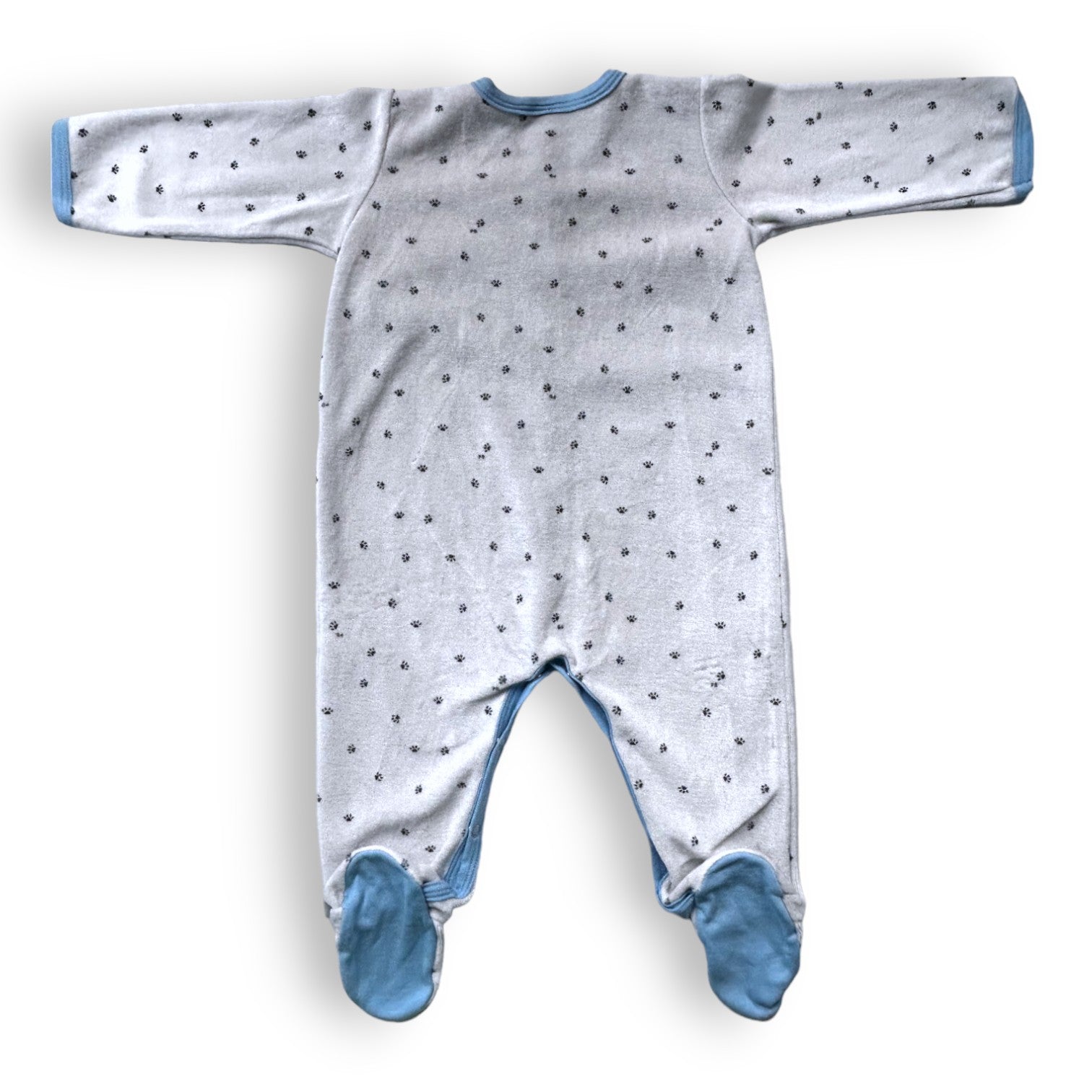 PETIT BATEAU - Pyjama gris à imprimés pattes de chiens - 12 mois