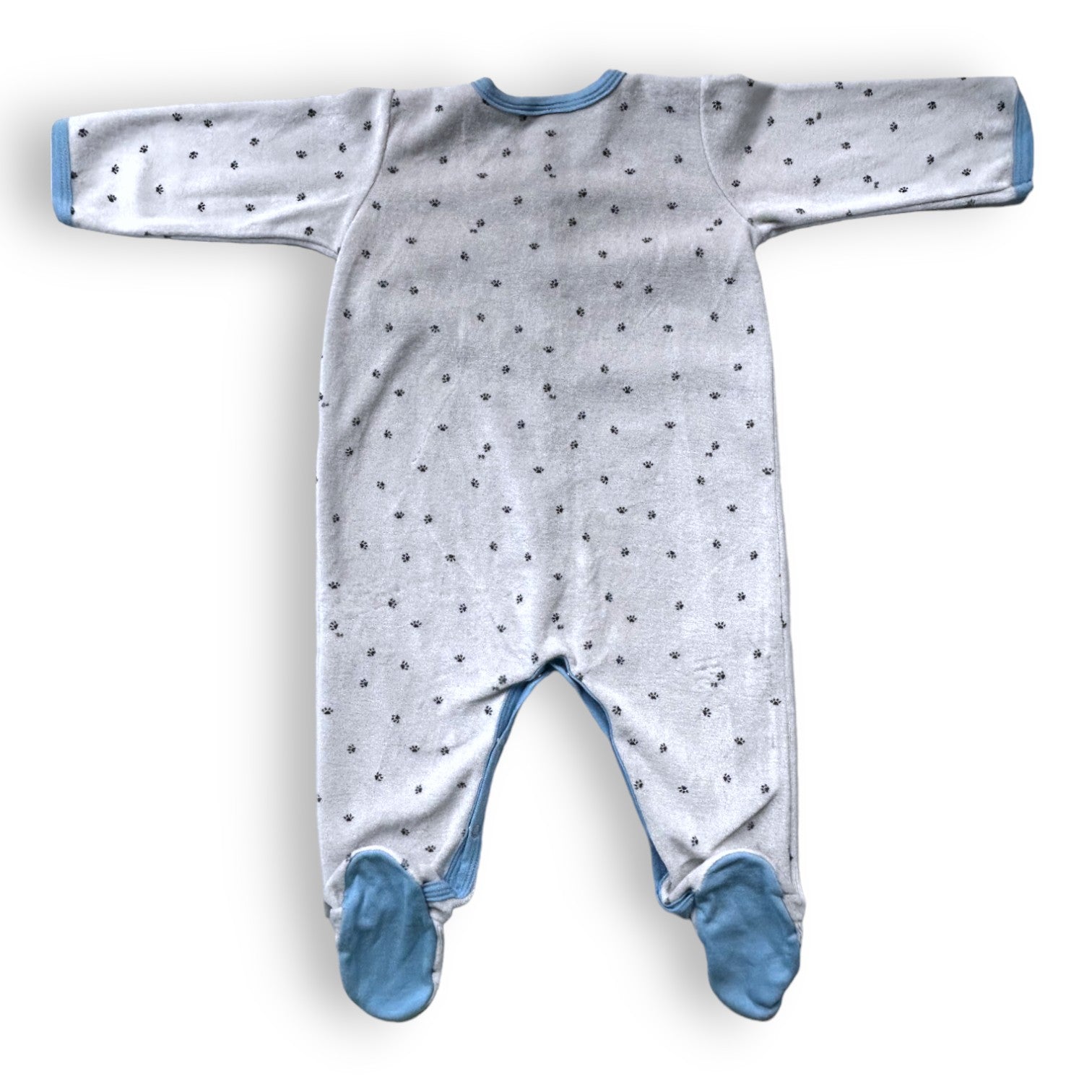 PETIT BATEAU - Grey pajamas with dog paw prints - 12 months
