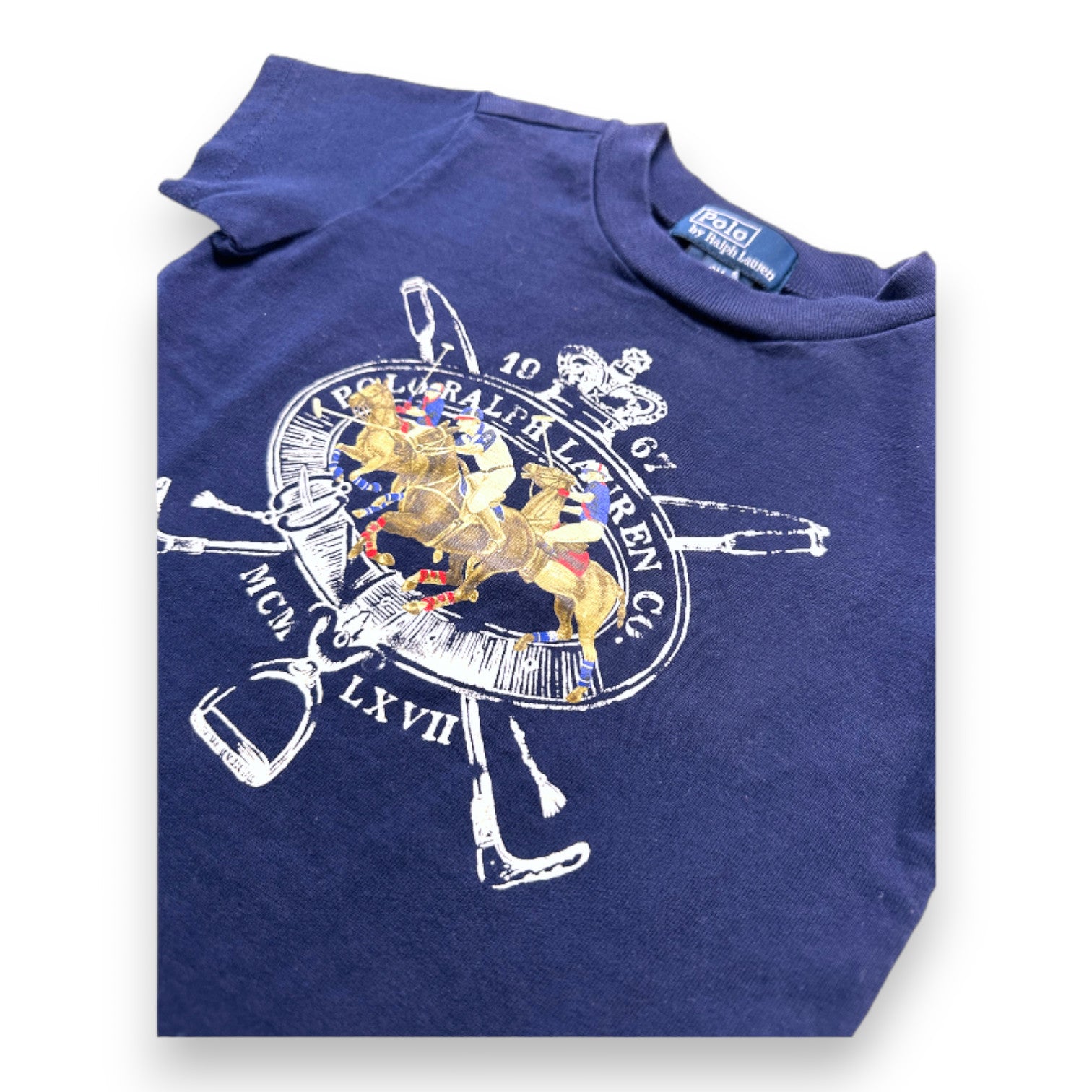 RALPH LAUREN - T-shirt bleu marine avec imprimé Ralph Lauren - 9 mois