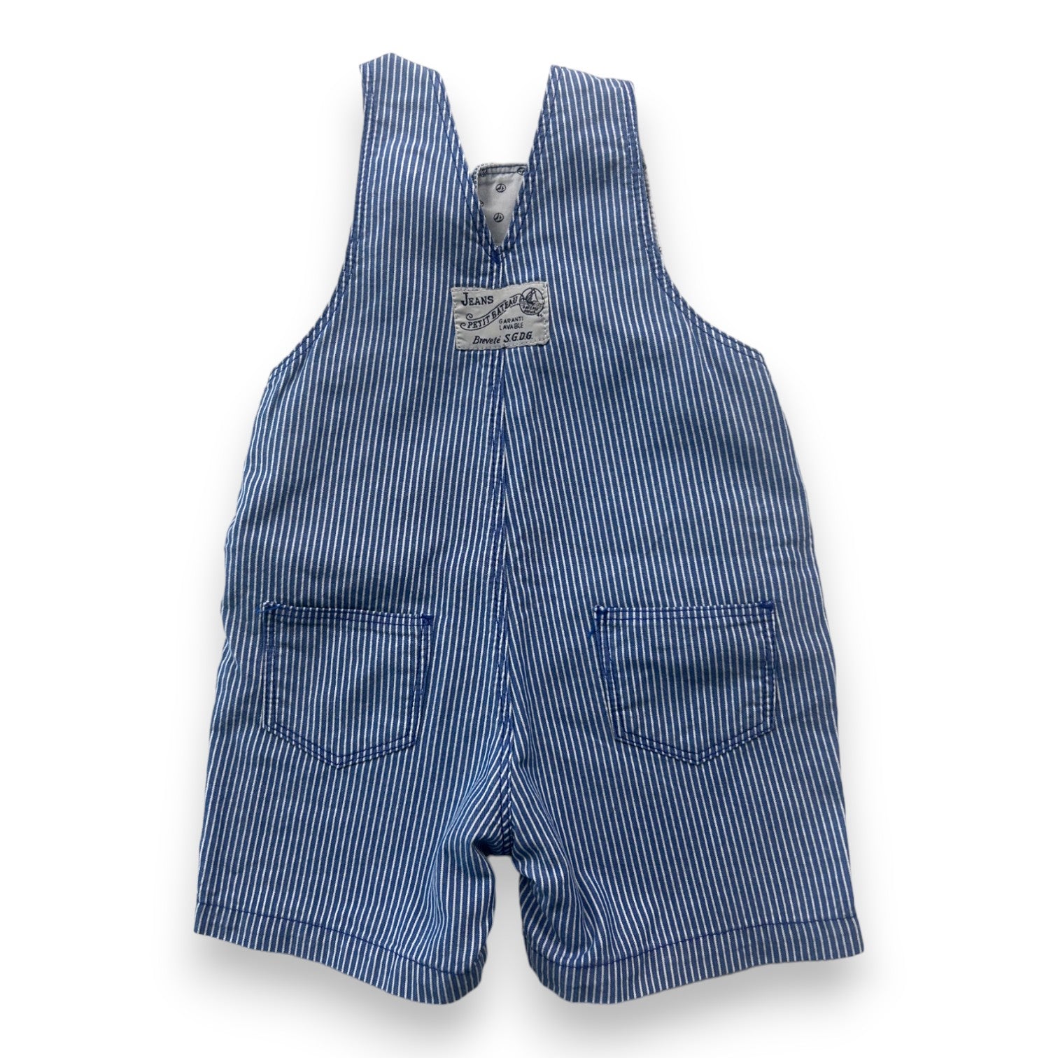 PETIT BATEAU - Blau gestreifter Overall - 12 Monate