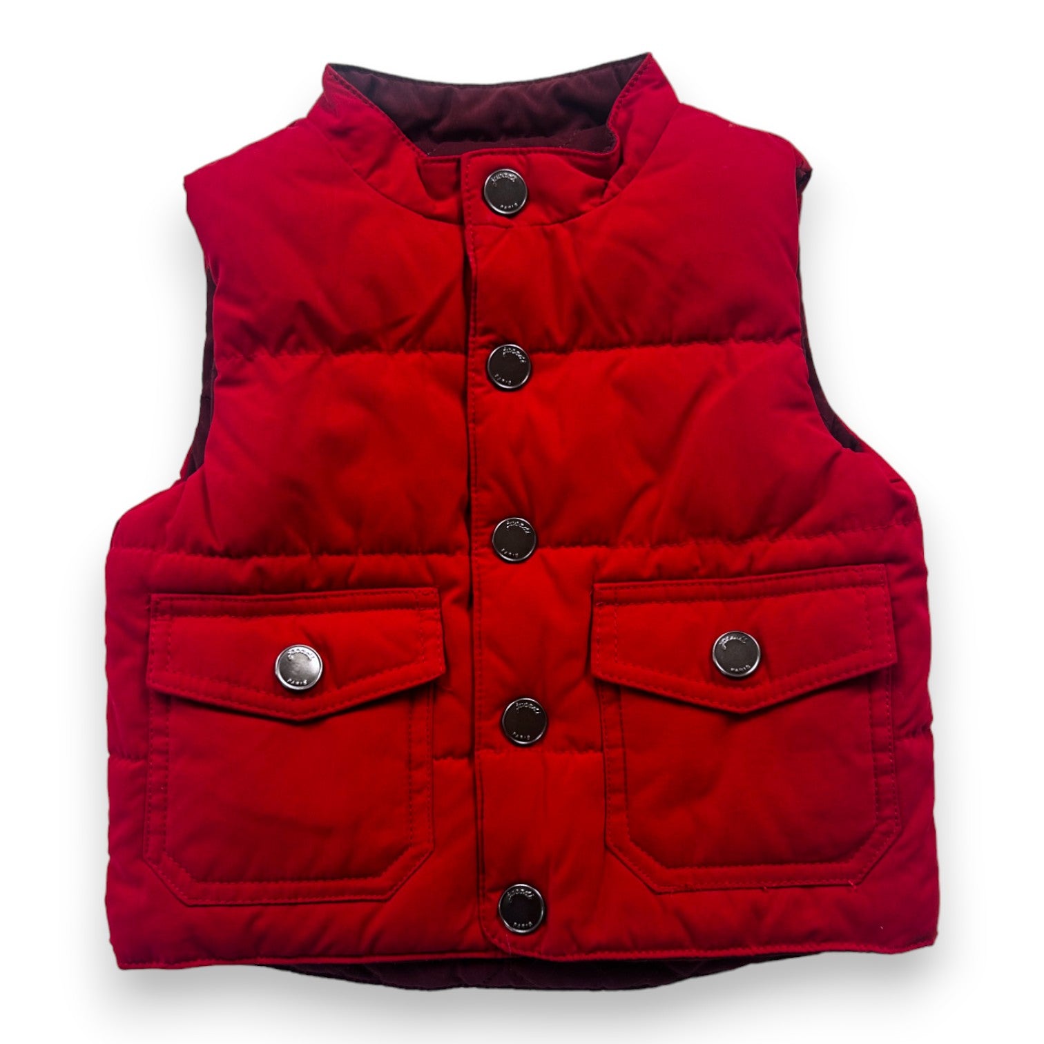 JACADI - Doudoune rouge réversible bordeau - 6 mois