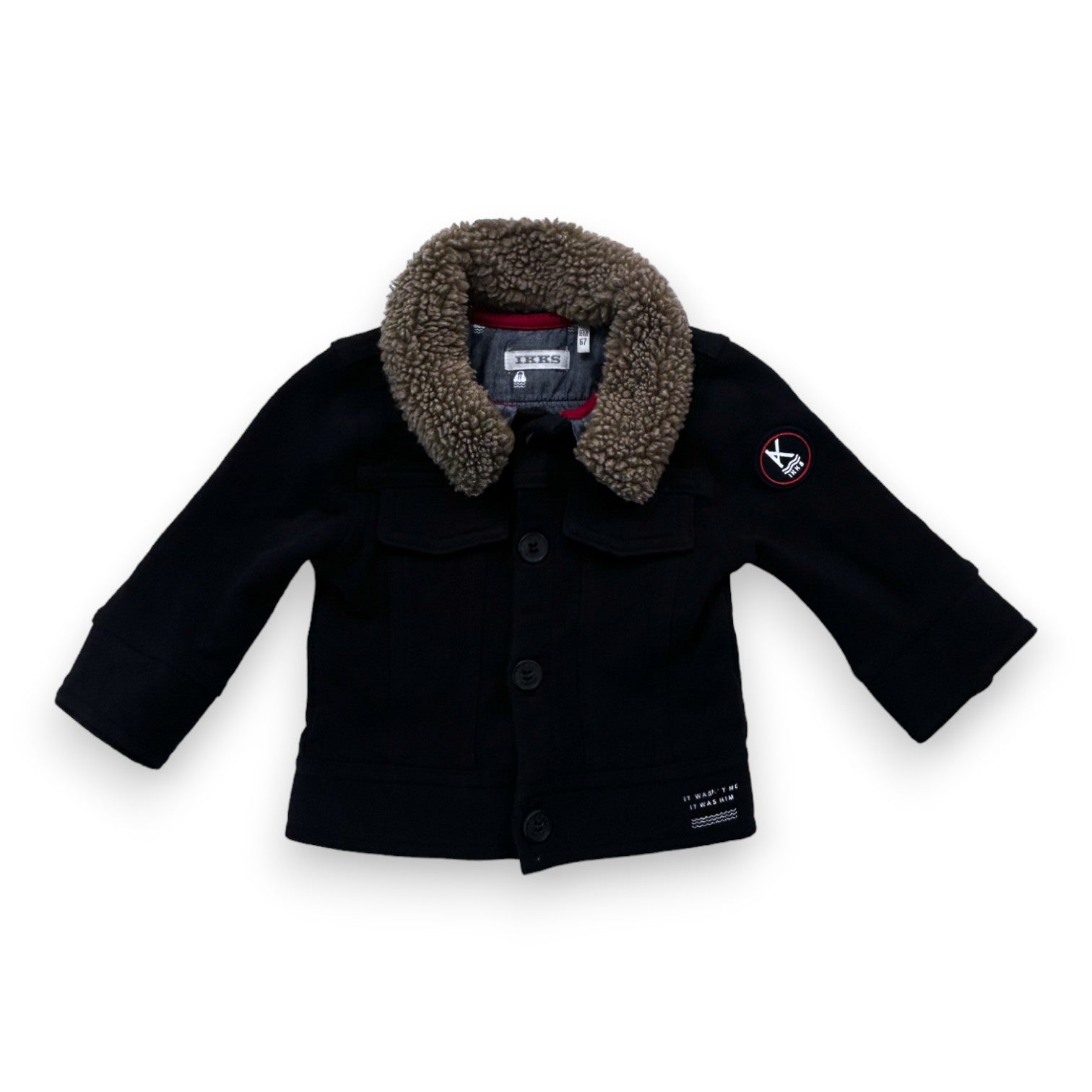 IKKS - Black jacket with faux fur collar - 6 months