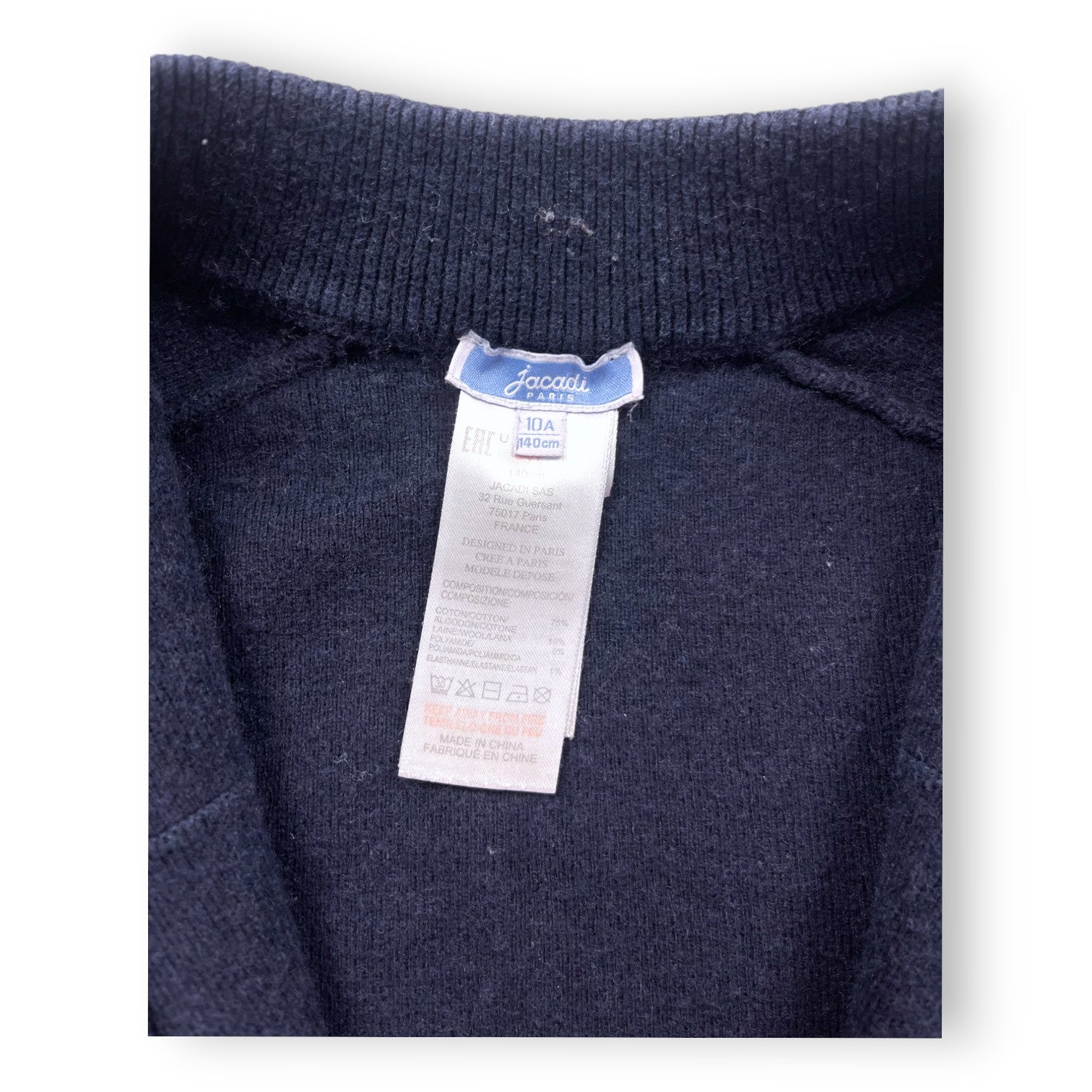 JACADI - Marineblaue Wollstrickjacke - 10 Jahre