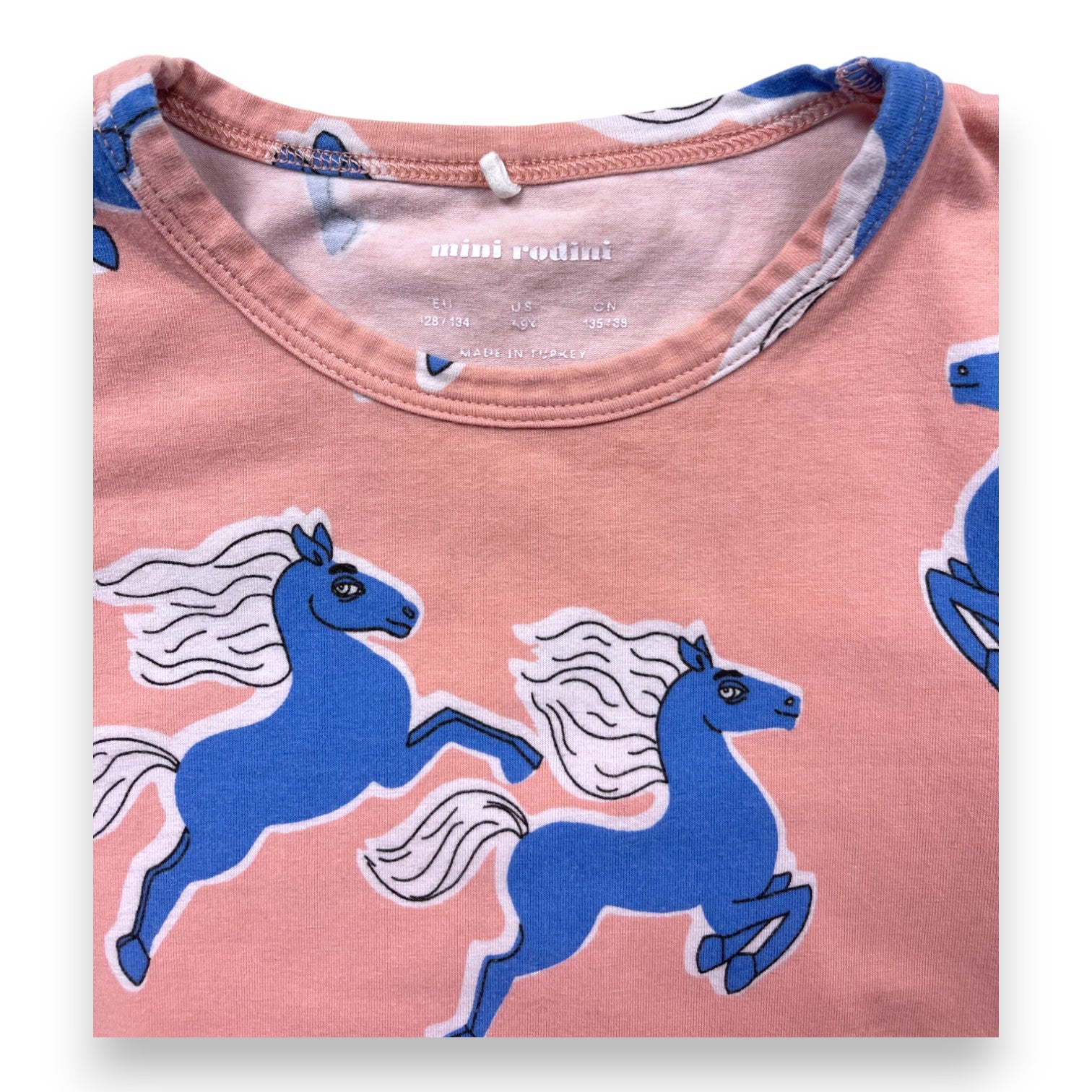 MINI RODINI - T shirt manches longues rose à motifs licornes bleues - 8/9 ans