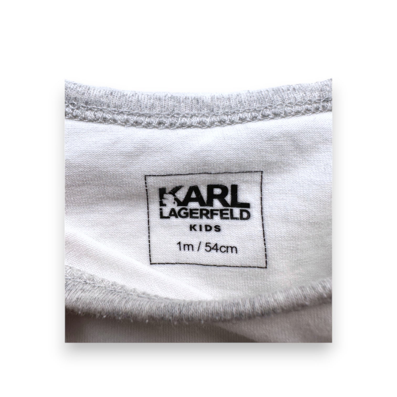 KARL LAGERFELD - Body blanc et gris à manches longues imprimé chat - 1 mois