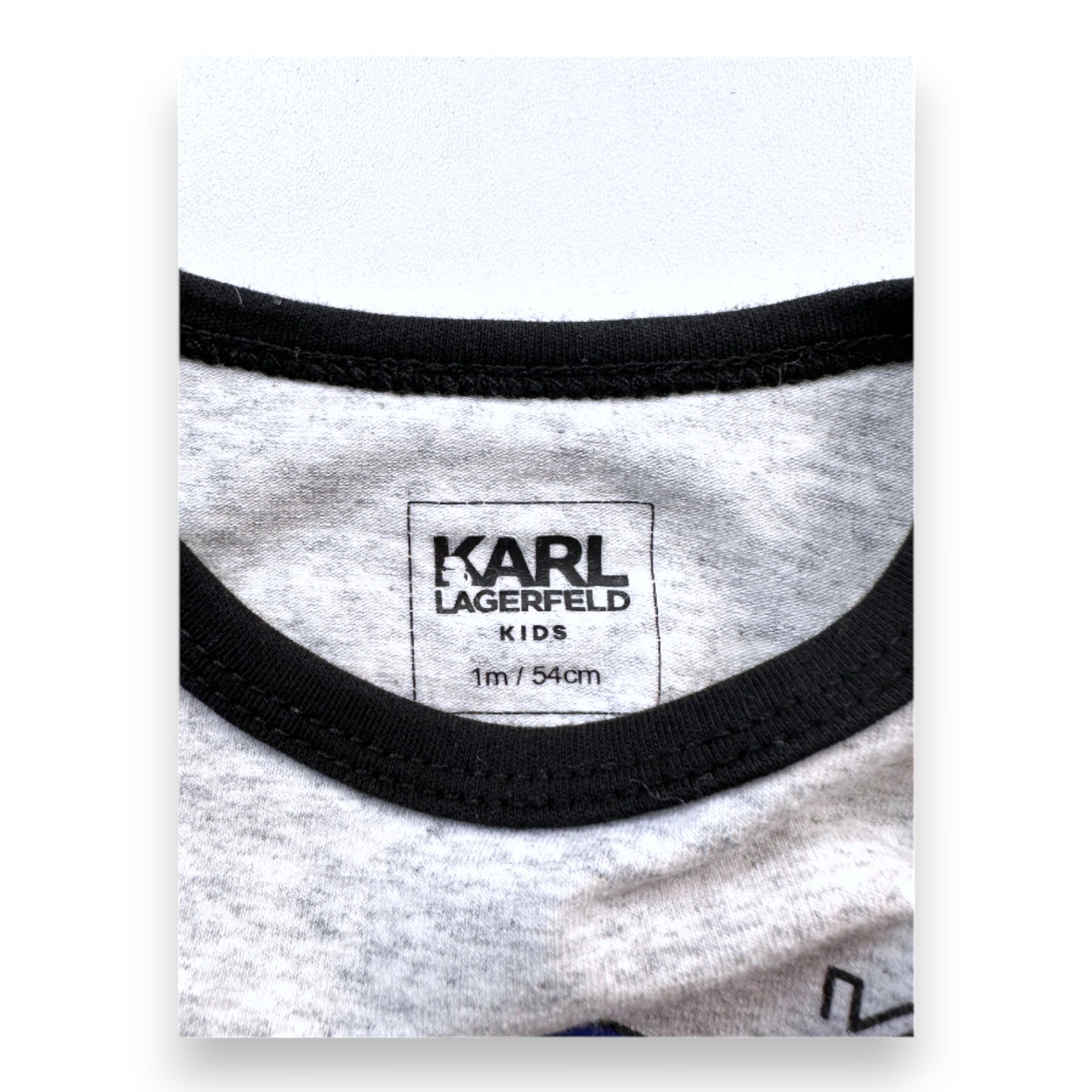 KARL LAGERFELD - Body gris et noir à manches longues avec imprimés - 1 mois