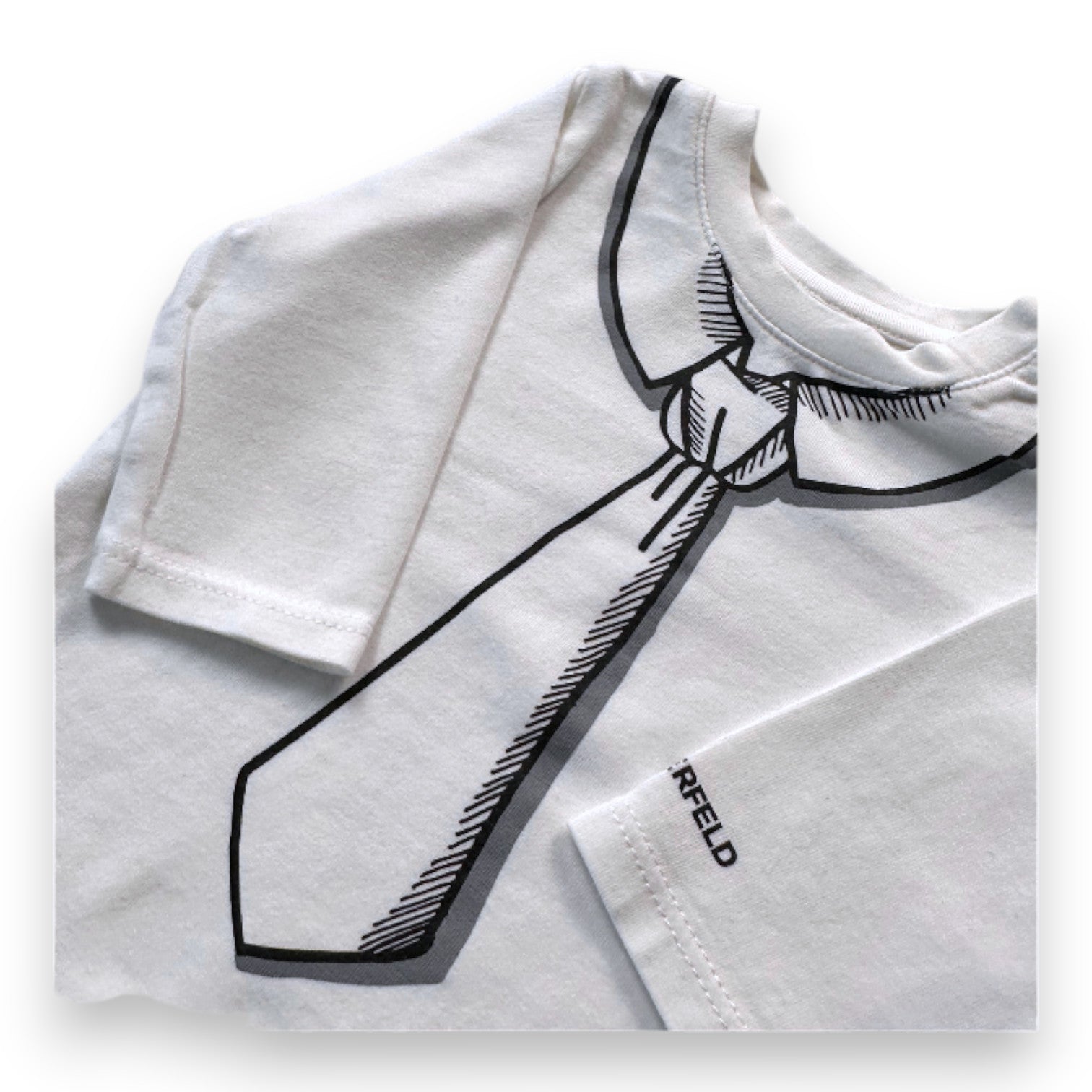 KARL LAGERFELD - T-shirt à manches longues blanc avec imprimé cravate - 1 mois