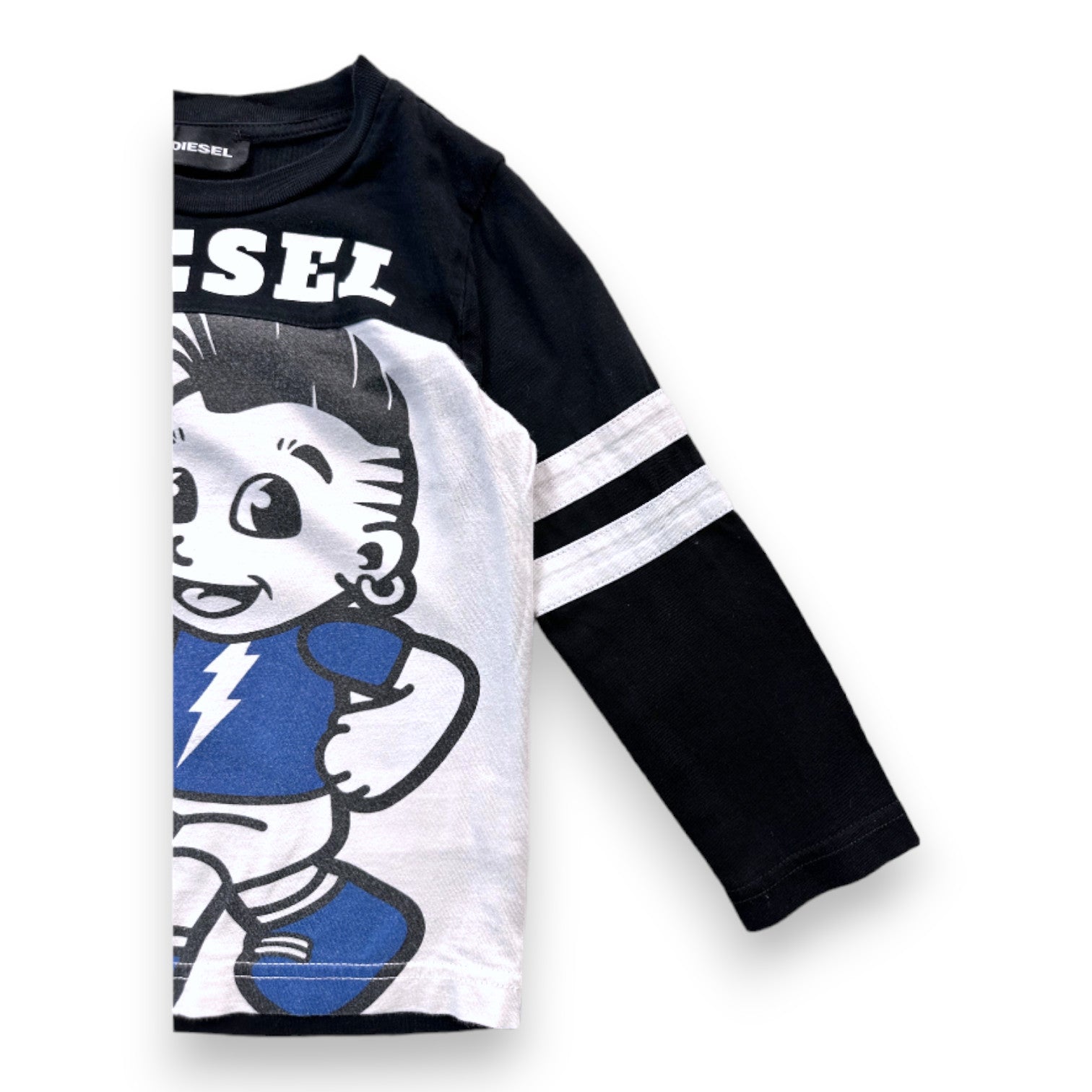 DIESEL - Black and white long-sleeved T-shirt with prints - 3 years