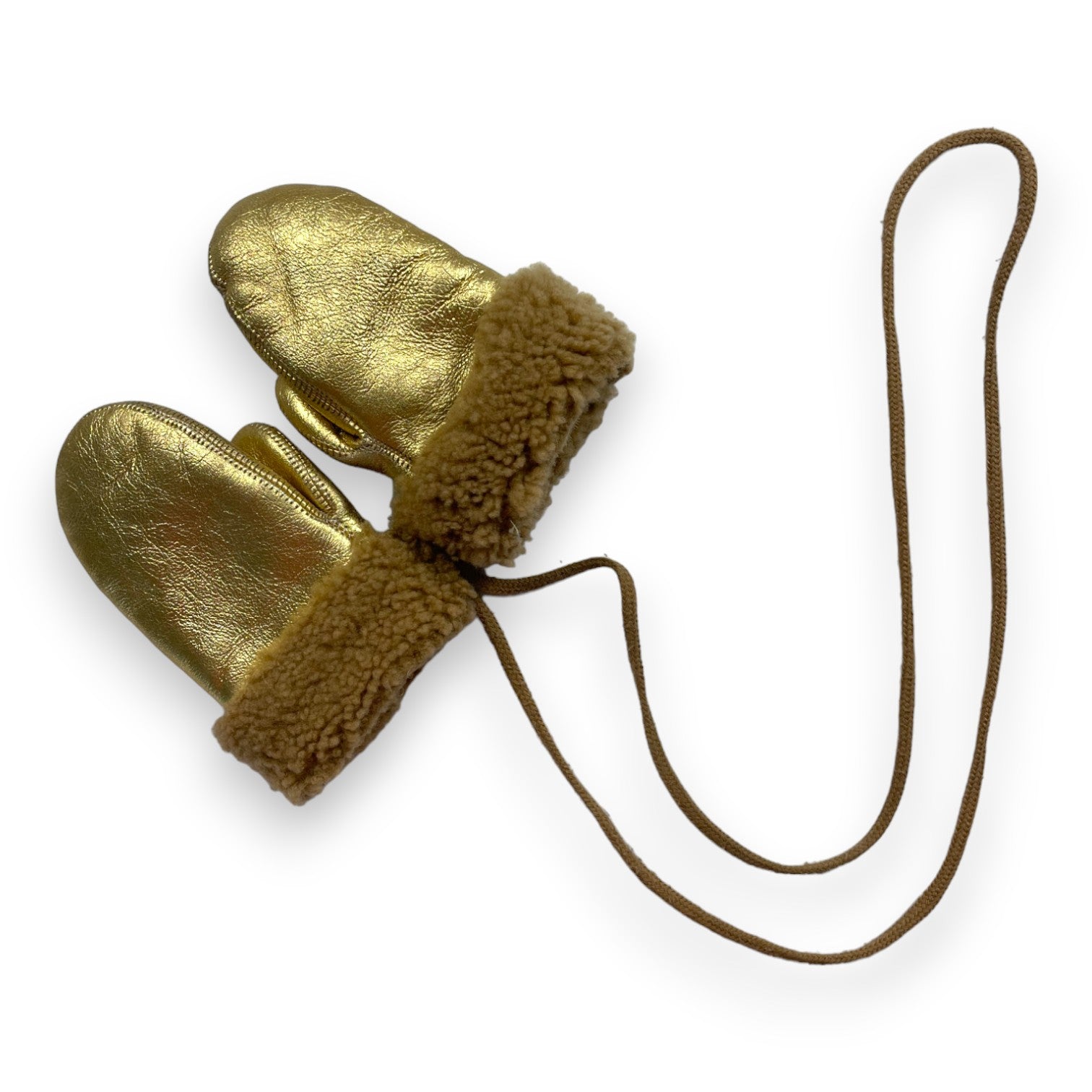 TOASTIES - Moufles dorées métallisées en laine de merinos - 3/4 ans