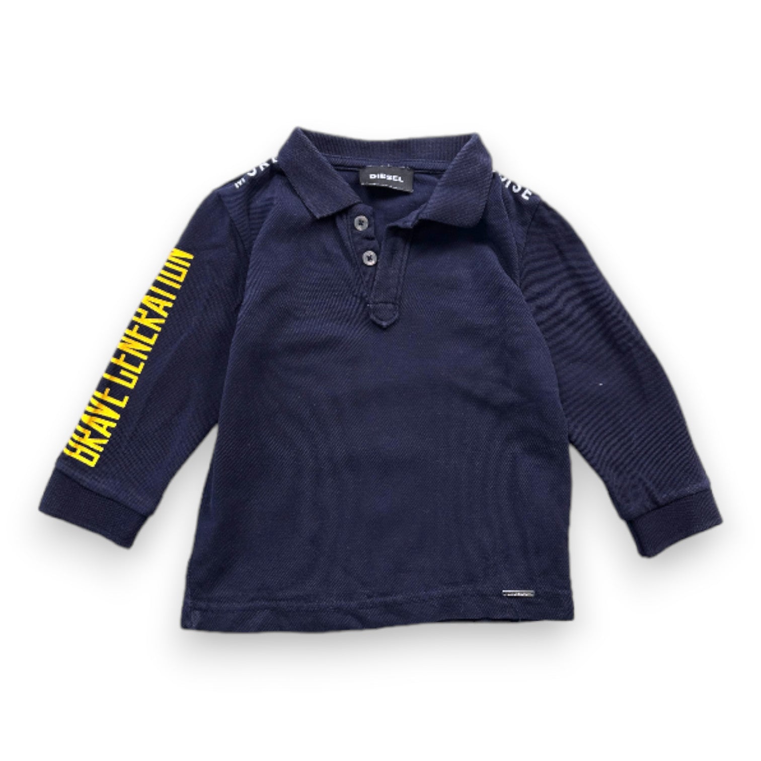 DIESEL - Navy blue long-sleeved polo shirt with prints - 9 months