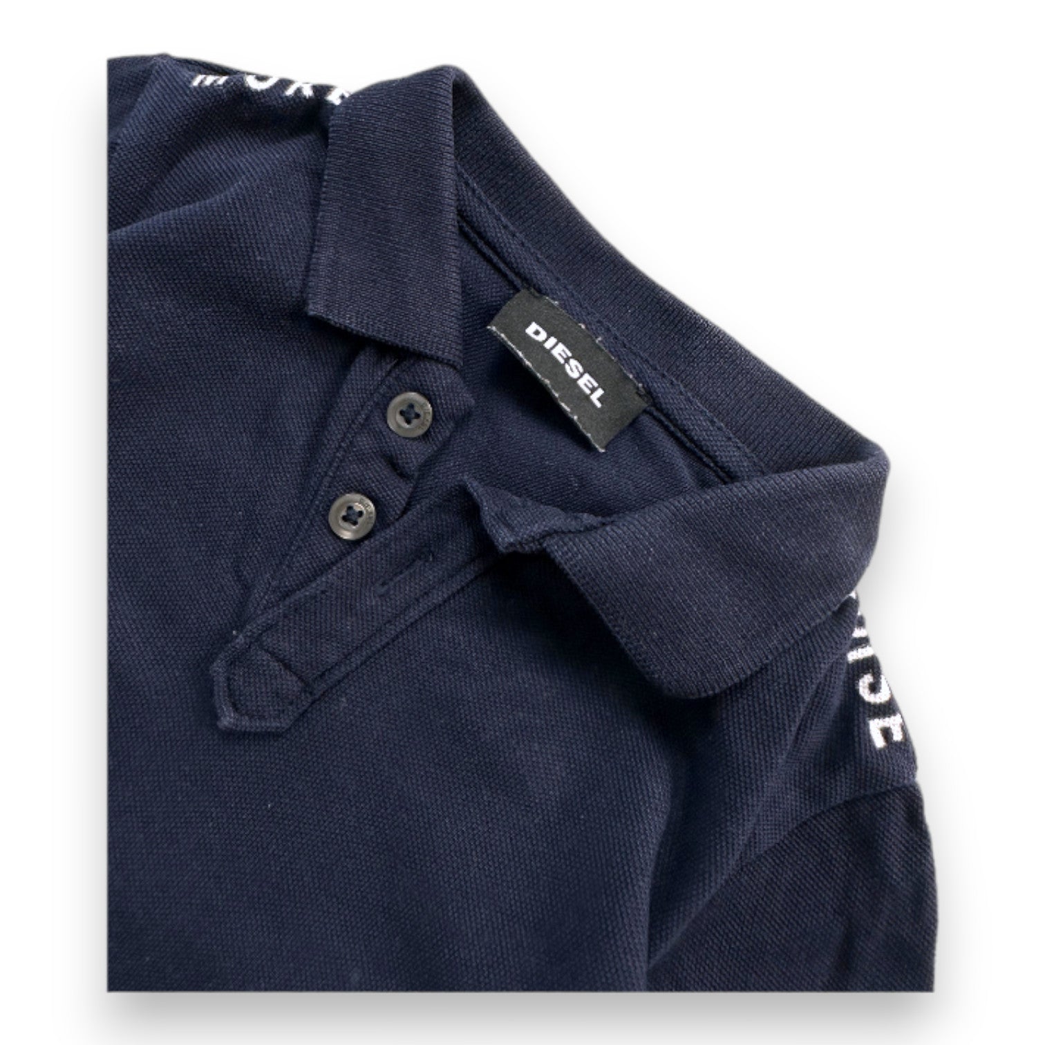 DIESEL - Navy blue long-sleeved polo shirt with prints - 9 months