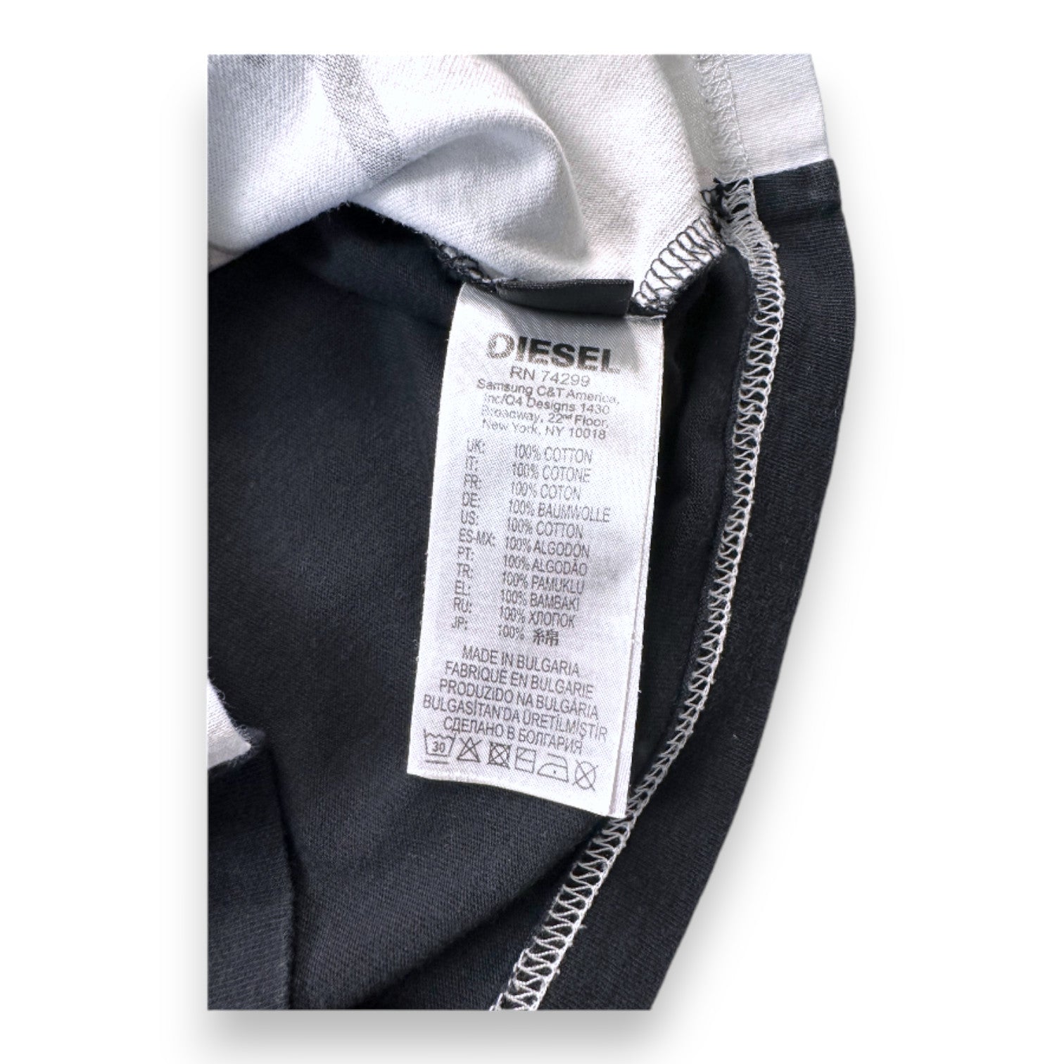 DIESEL - Polo à manches longues bleu marrine avec imprimés - 9 mois