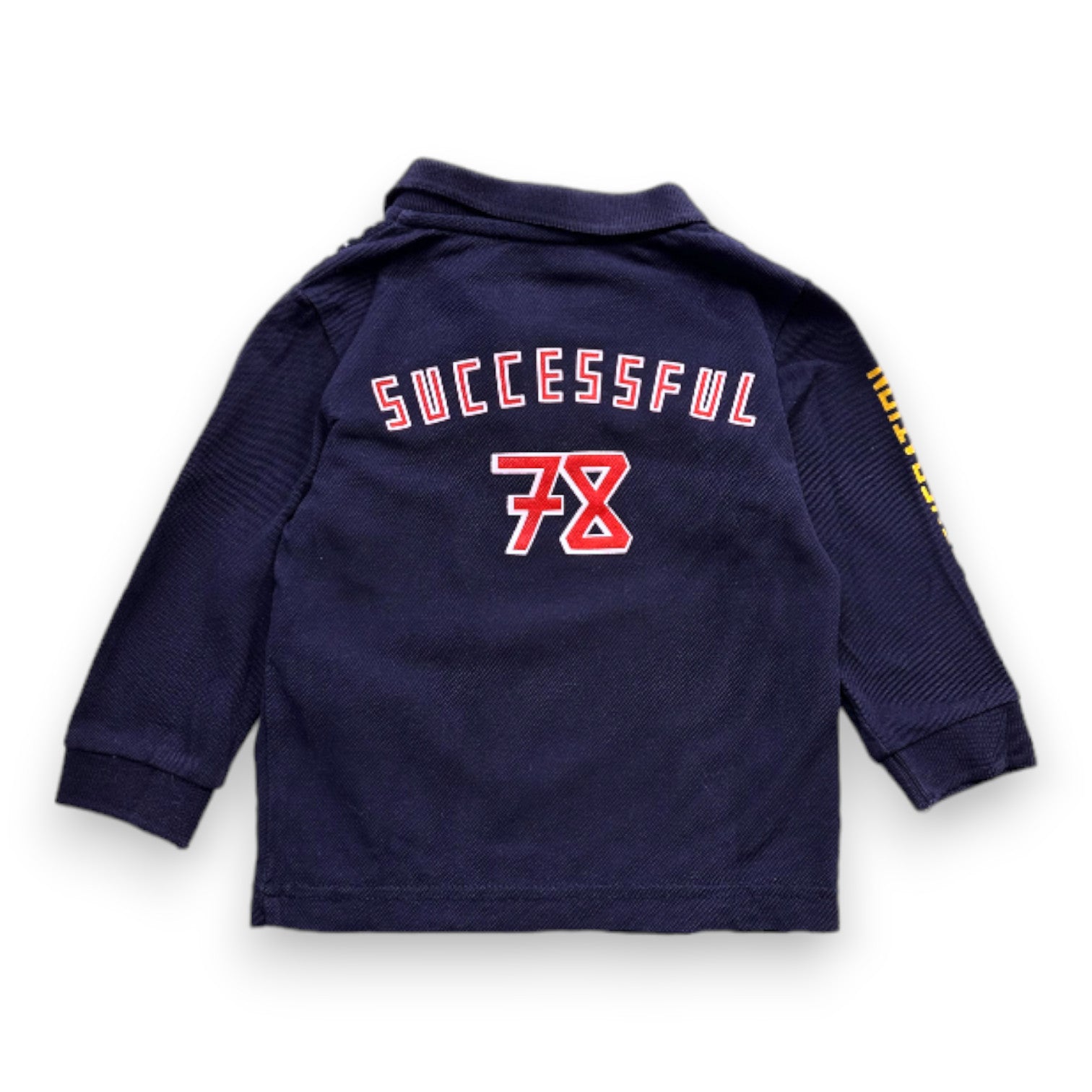 DIESEL - Polo à manches longues bleu marrine avec imprimés - 9 mois