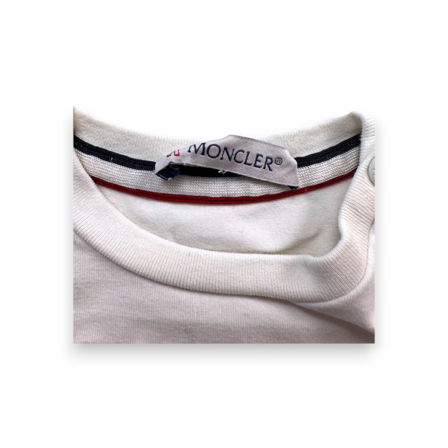 MONCLER - T-shirt à manches longues blanc brodé "Moncler" - 3 mois