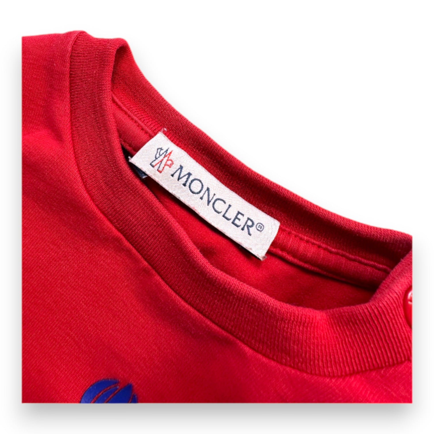 MONCLER - T-shirt à manches longues rouge avec imprimé - 3 mois