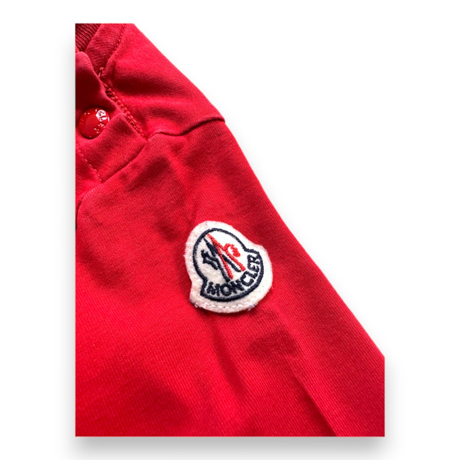 MONCLER - T-shirt à manches longues rouge avec imprimé - 3 mois