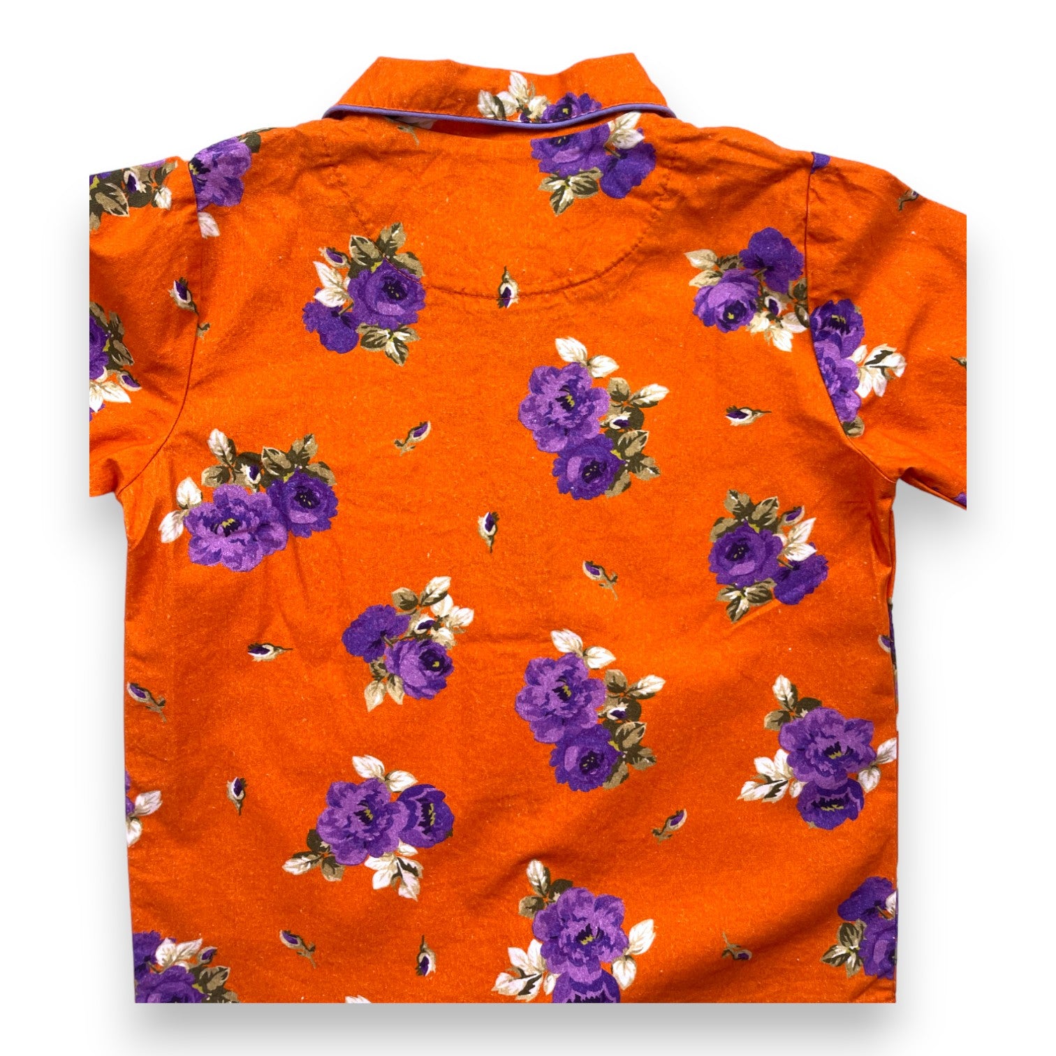 YELLOW PELOTA - Chemise orange à fleurs violettes - 8 ans