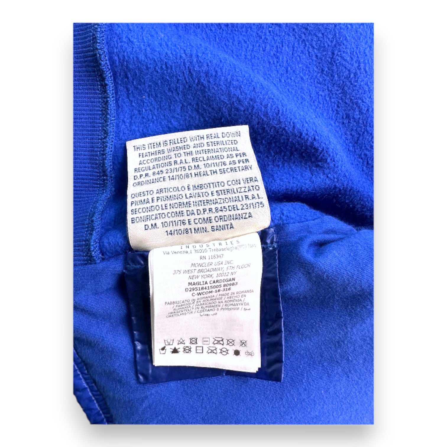 MONCLER - Cardigan matelassé bleu - 12 mois