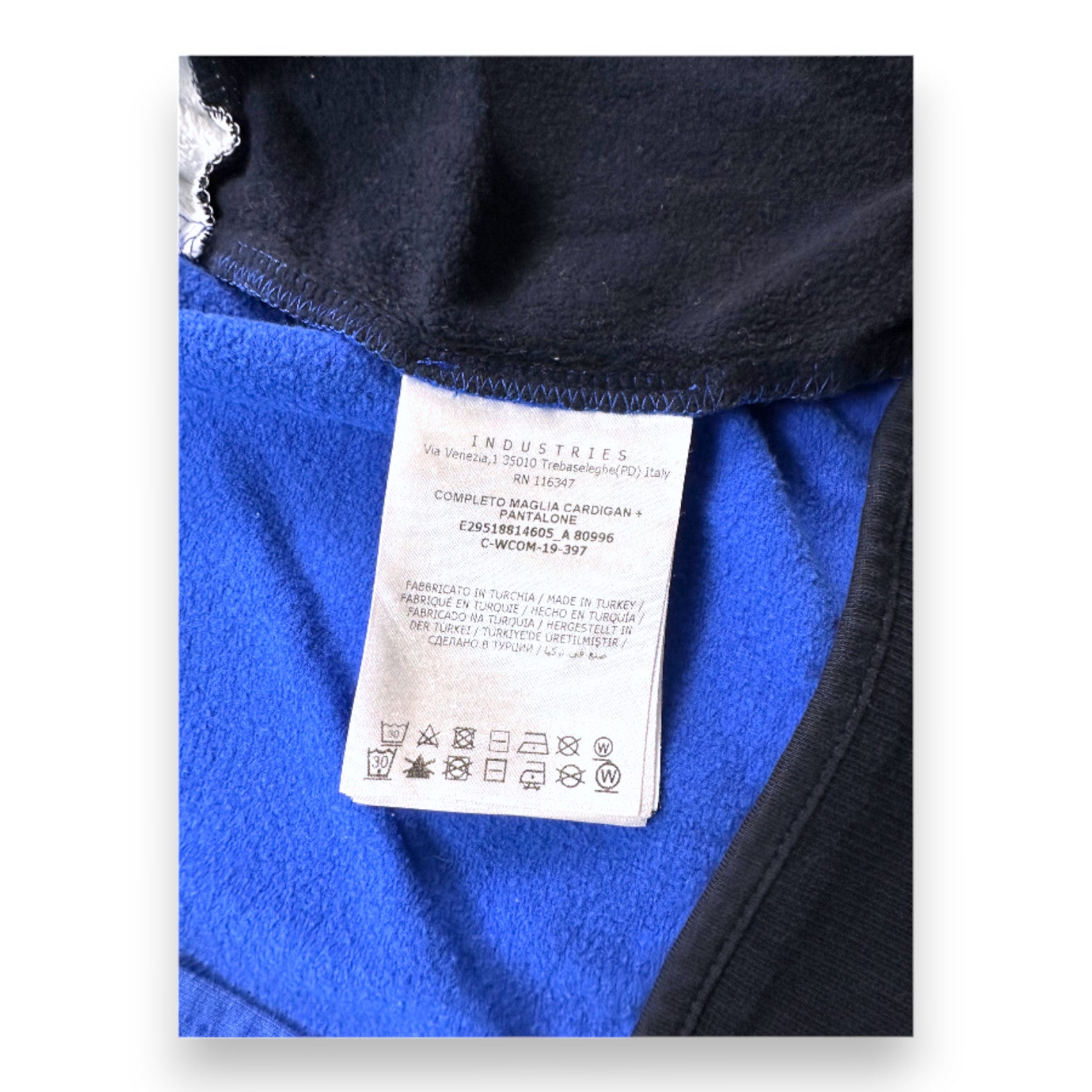 MONCLER - Sweat zippé bleu blanc et noir "Moncler" - 18 mois