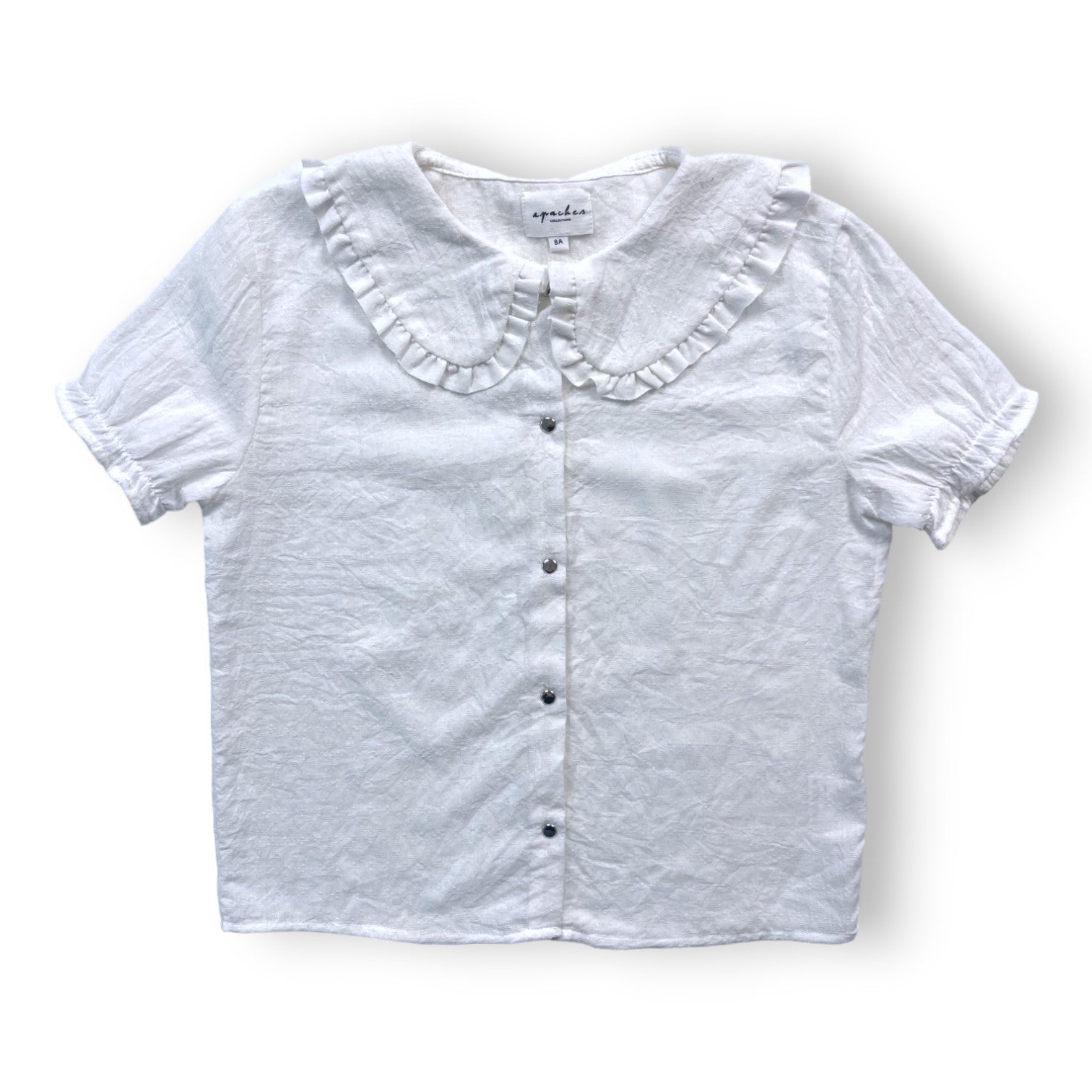APACHES COLLECTIONS - Blouse boutonnée blanche col Claudine - 8 ans