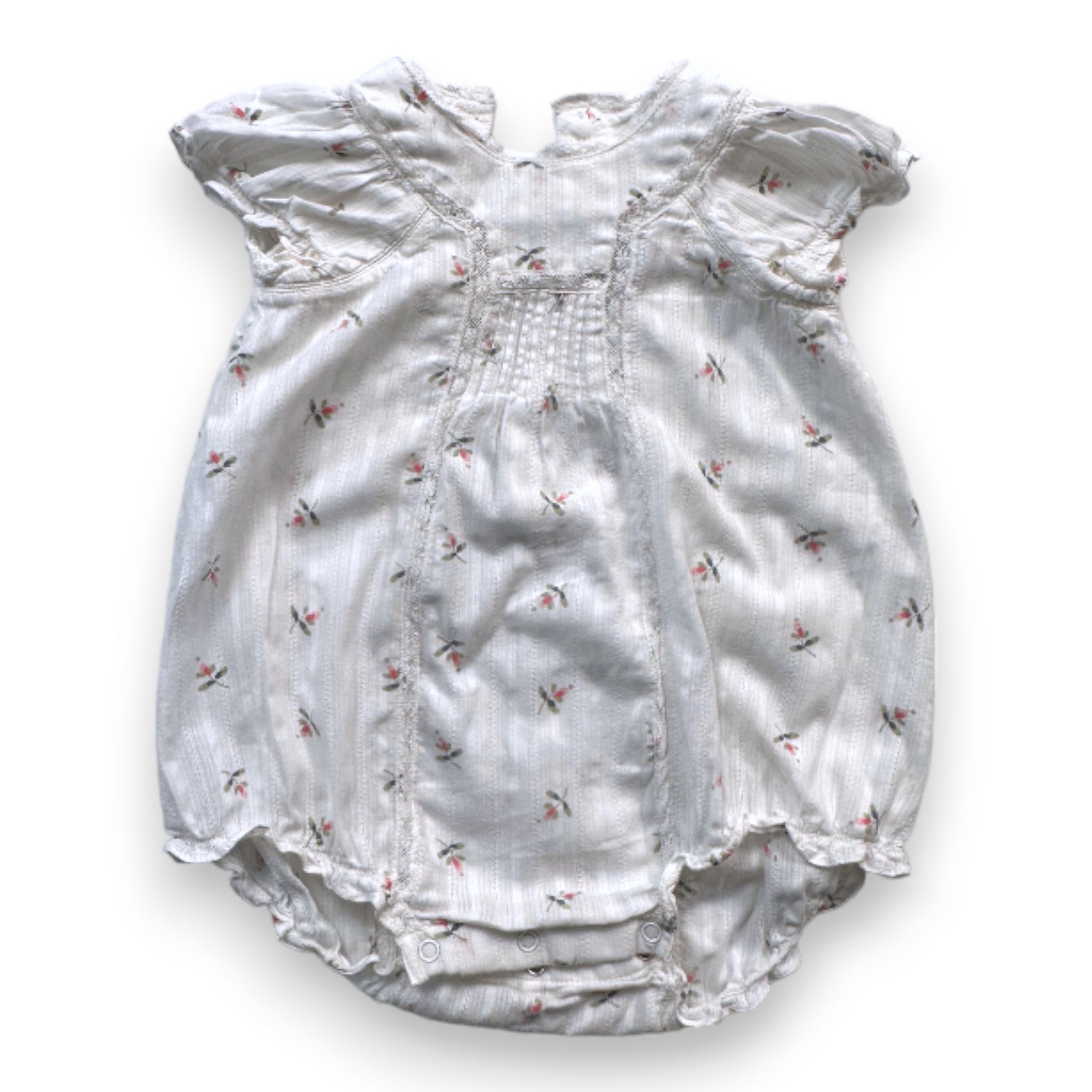 BONPOINT - White floral romper - 3 months