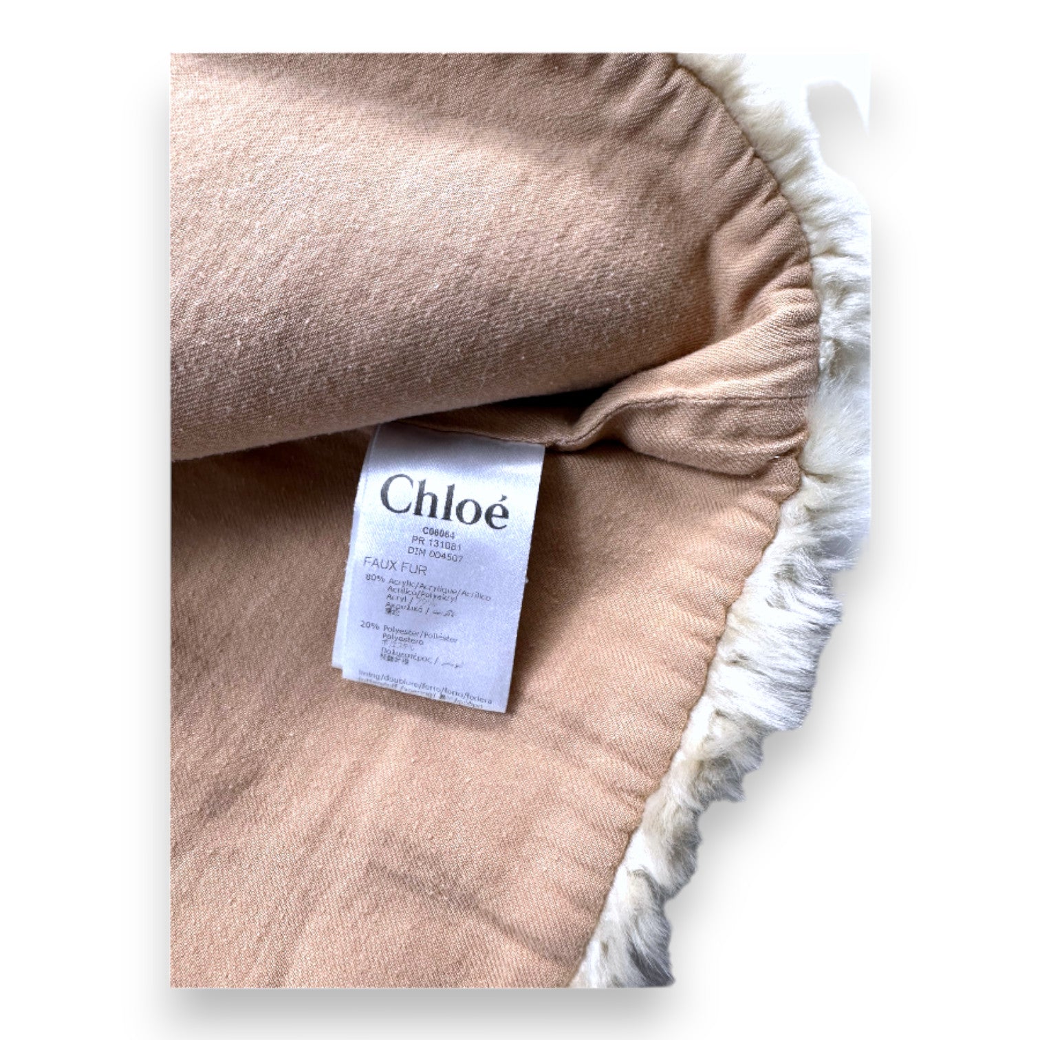 CHLOÉ - Gilet sans manches en fausse fourrure beige - 12 mois