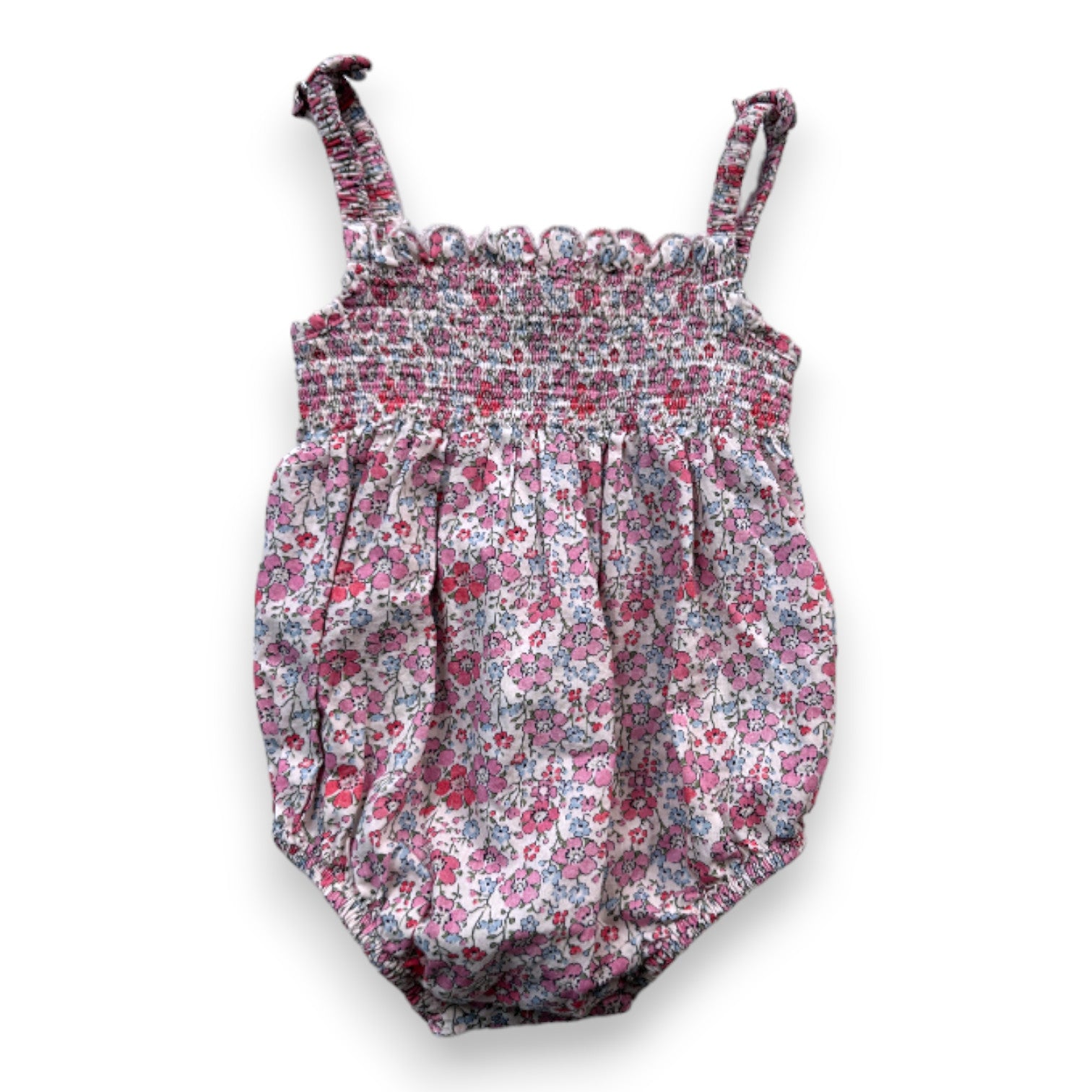 CYRILLUS - White romper with pink flowers - 6 months