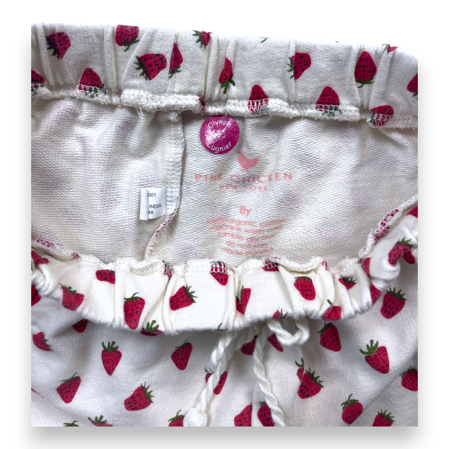 PINK CHICKEN - Short blanc à motifs fraises - 8 ans