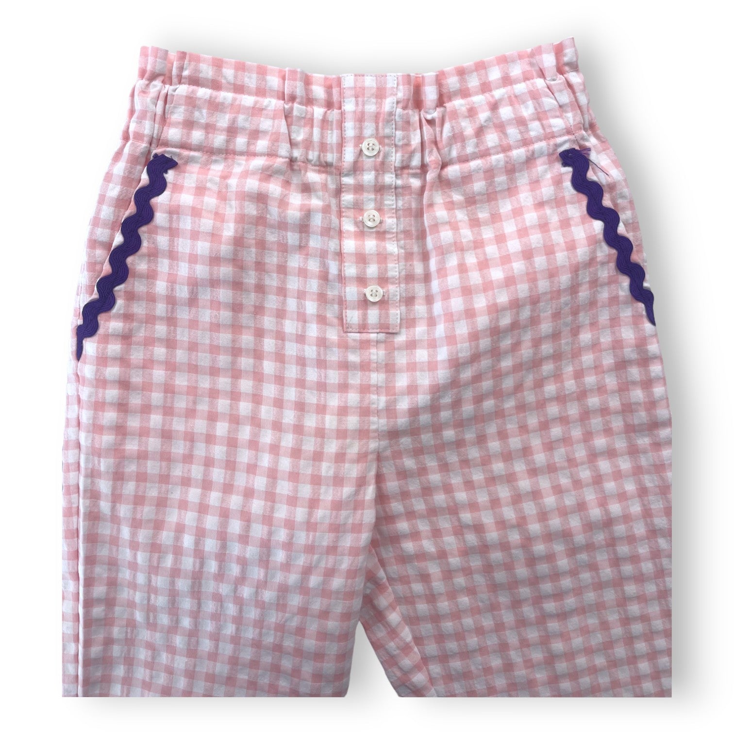 BALZAC - Ensemble blouse blanche et pantalon vichy rose - 8 ans