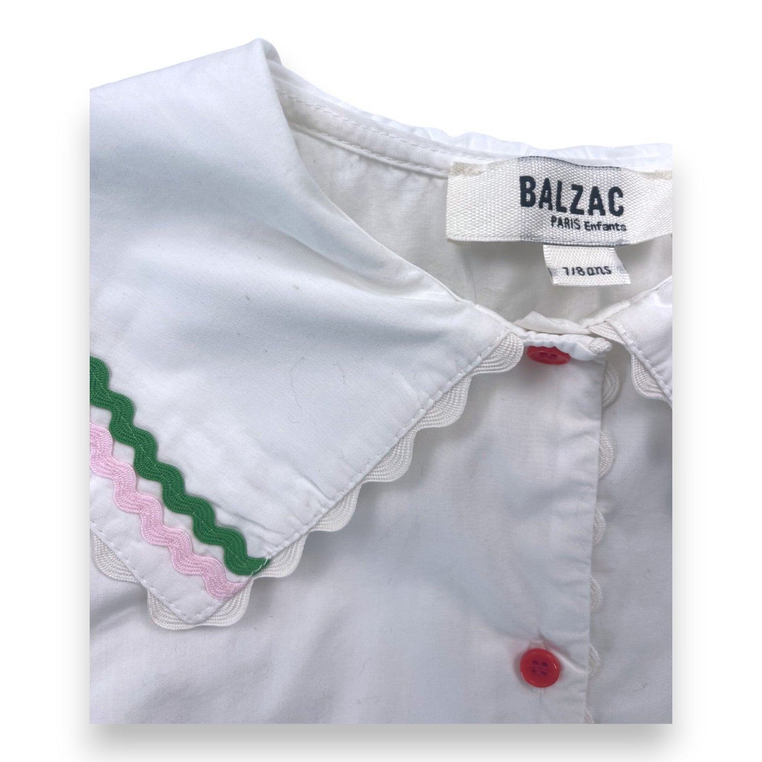 BALZAC - Ensemble blouse blanche et pantalon vichy rose - 8 ans