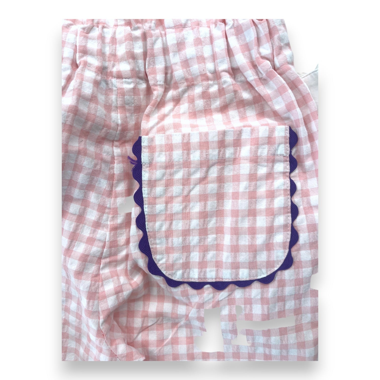 BALZAC - Ensemble blouse blanche et pantalon vichy rose - 8 ans