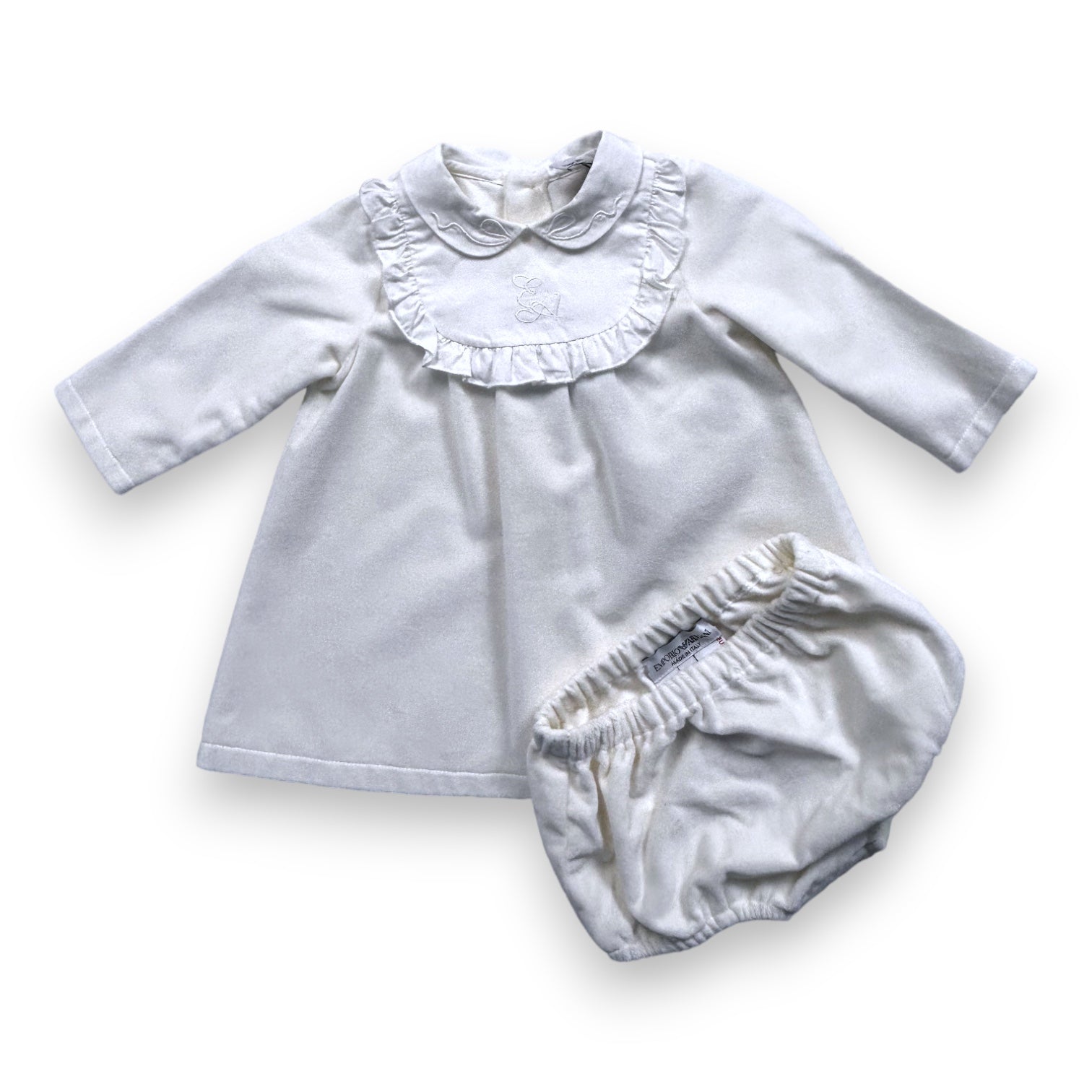 ARMANI - White dress and bloomer set - 6 months
